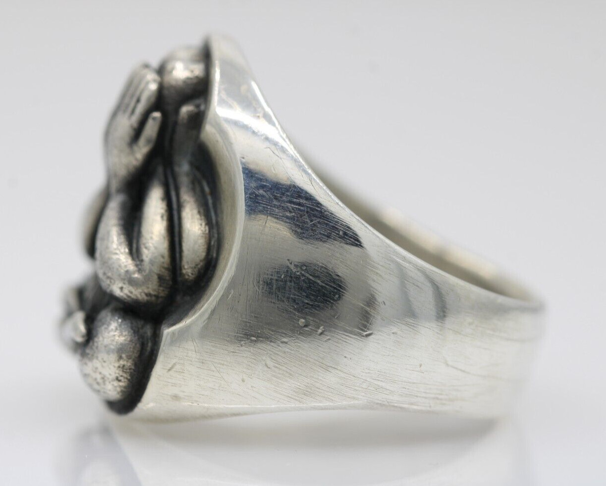Phra Pidta Sterling Silver Talisman Thai Buddha Ring Size 8 – 20.1 Grams