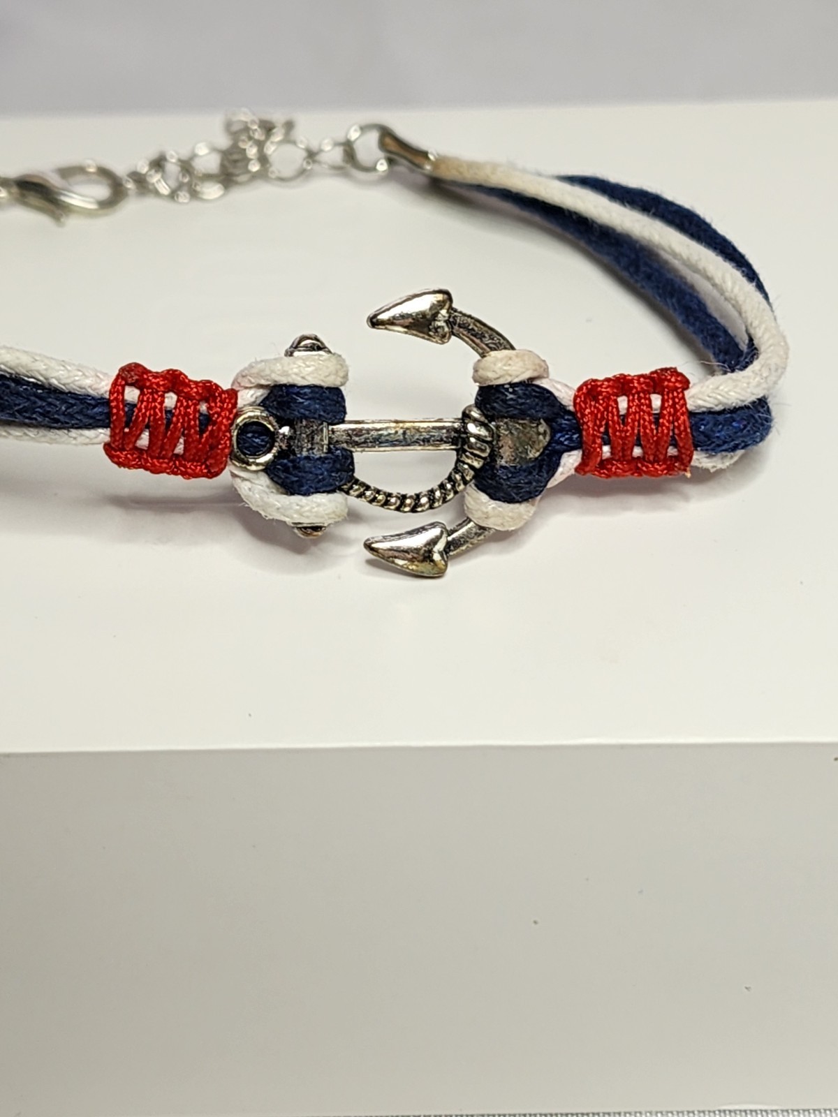 Red White Blue Anchor Nautical Rope Bracelet