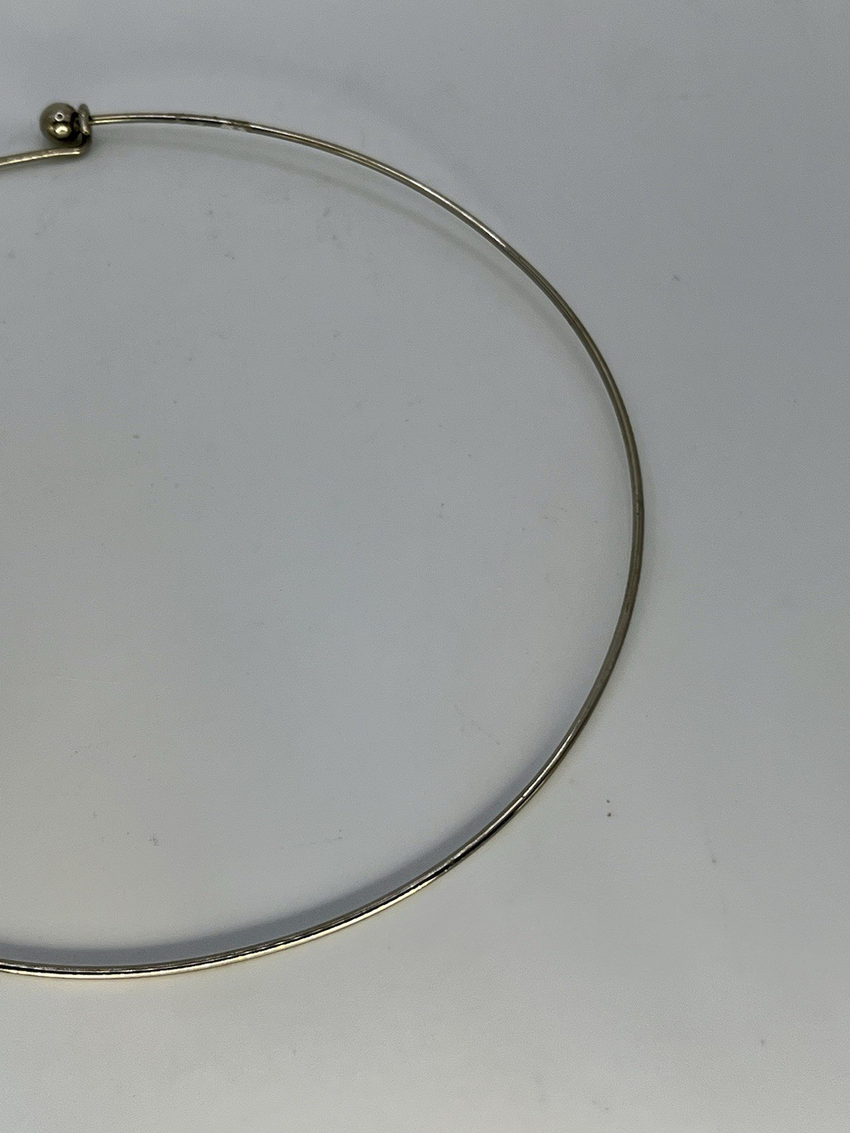 Vintage Estate Silver Tone Metal Wire Choker Necklace Hook Ball Closure 5”