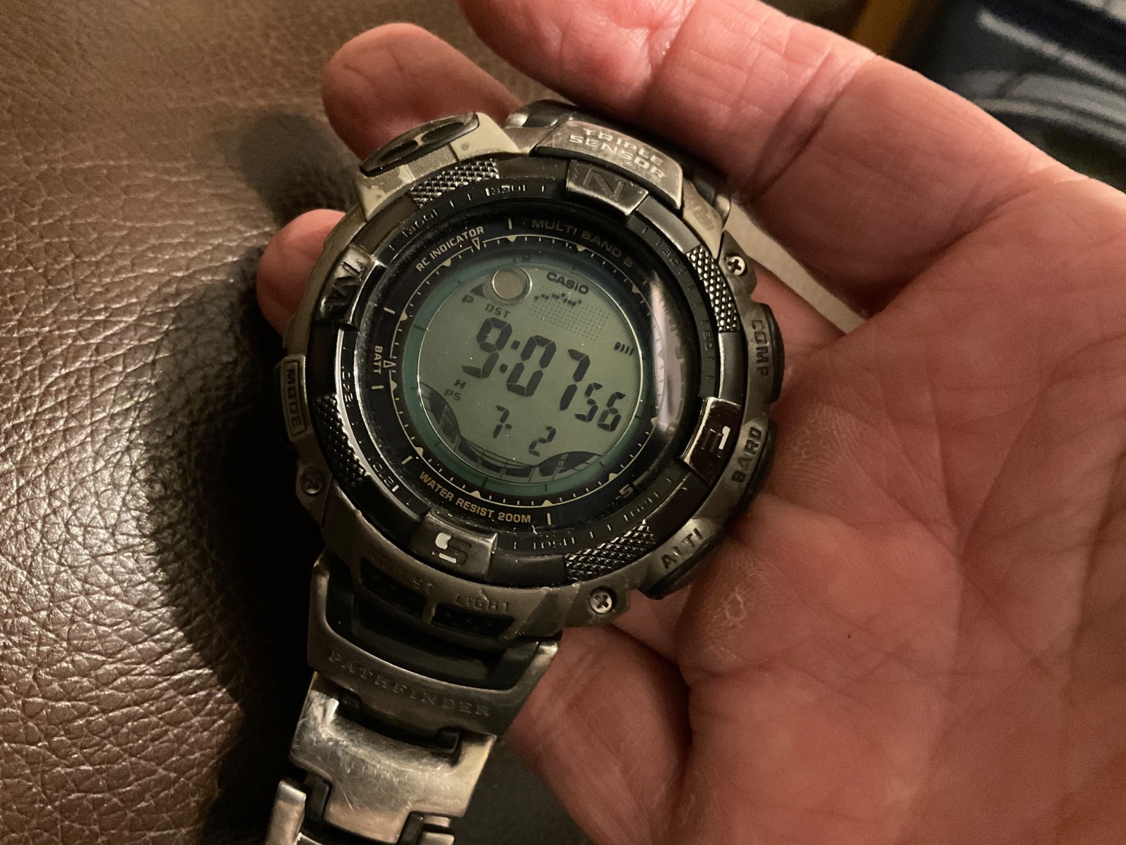 Casio Pathfinder PAW-1500T Solar Muti-Band, Triple Sensor, Tide, Titanium Band