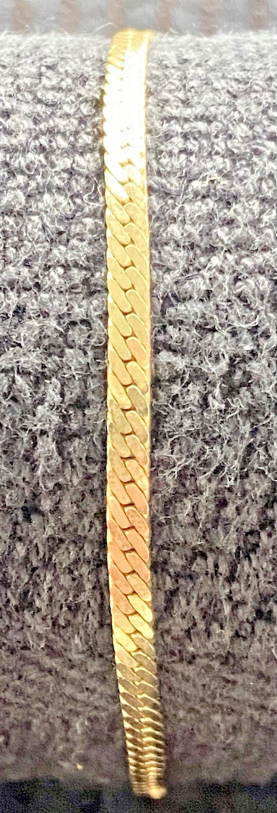 Vintage Korea Gold Tone Herringbone Chain Bracelet Flat Snake Link 7.25″ Retro