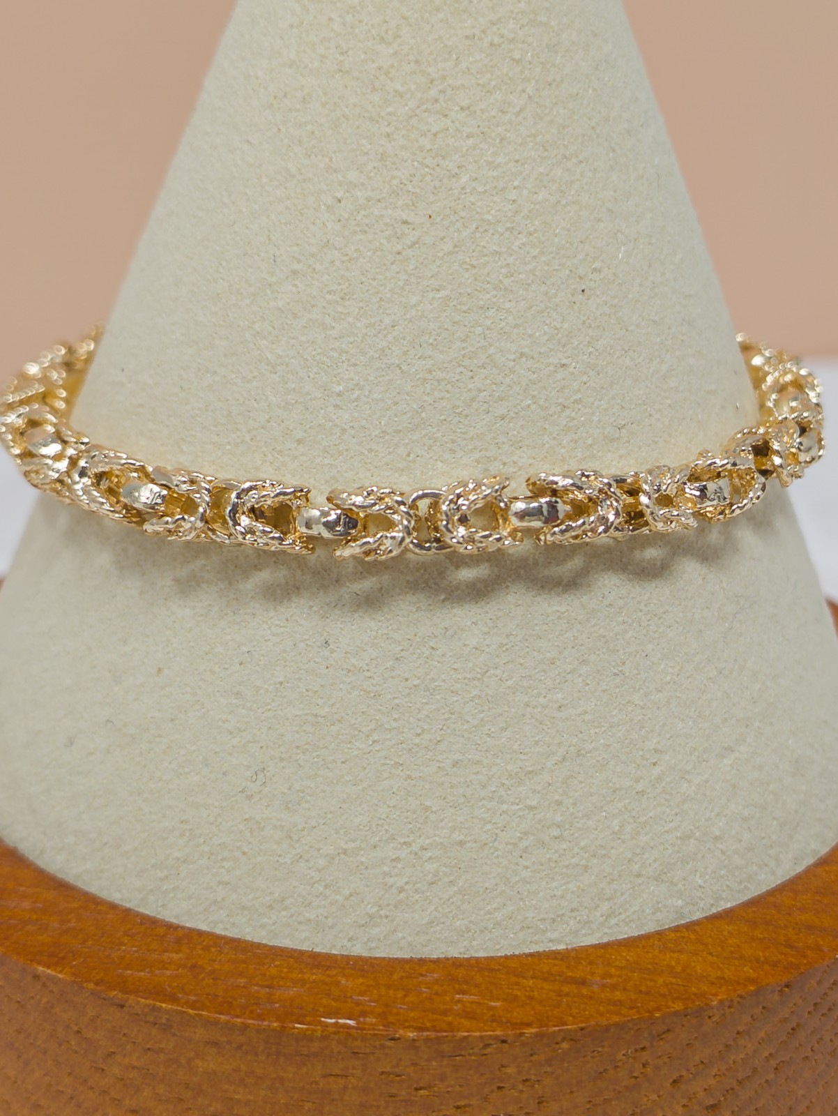 14K Byzantine Style Gold Bracelet 7″ 14.9g Classic Link