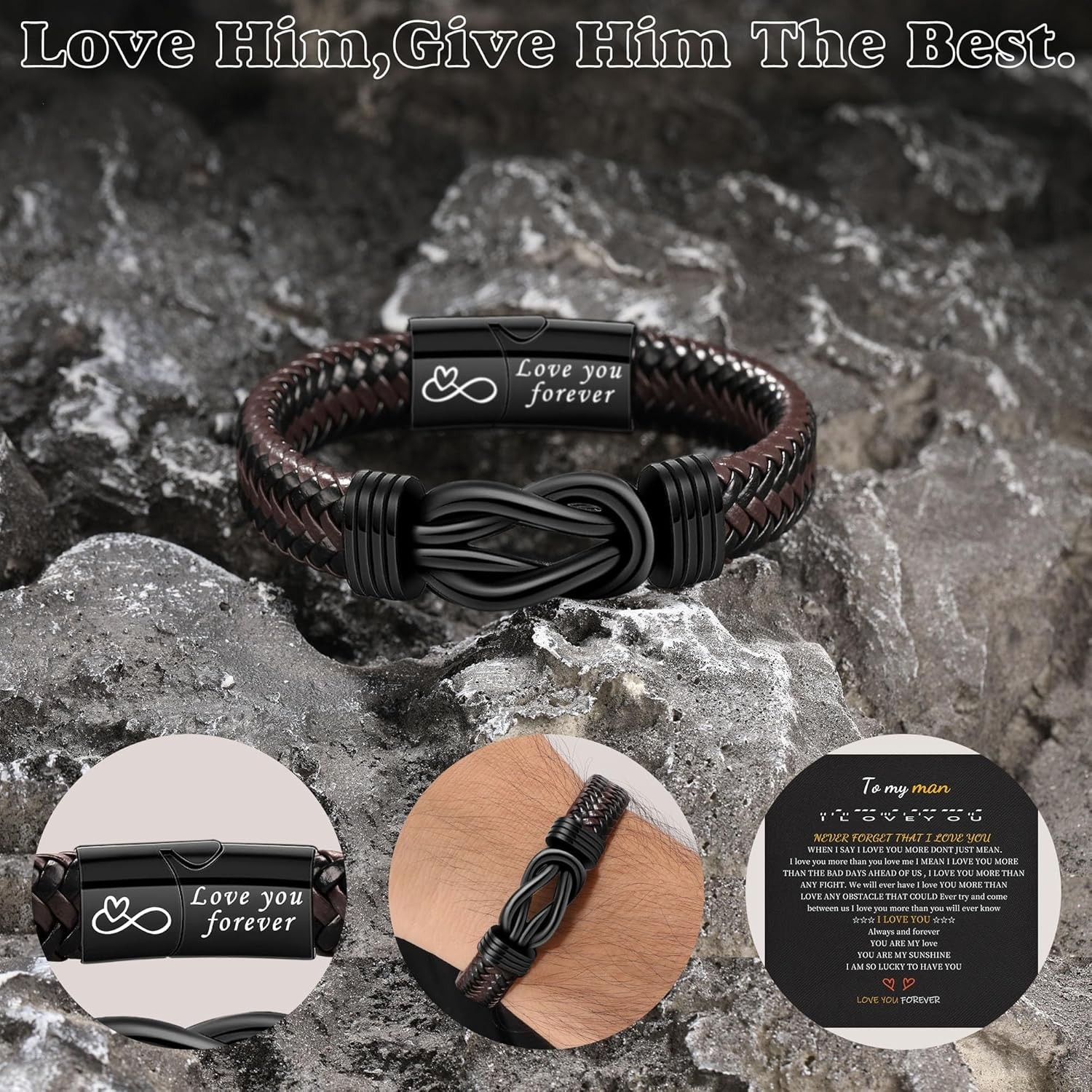 Inspirational Leather Bracelet – Size 9 – Perfect Gift for Him on Any Occasion