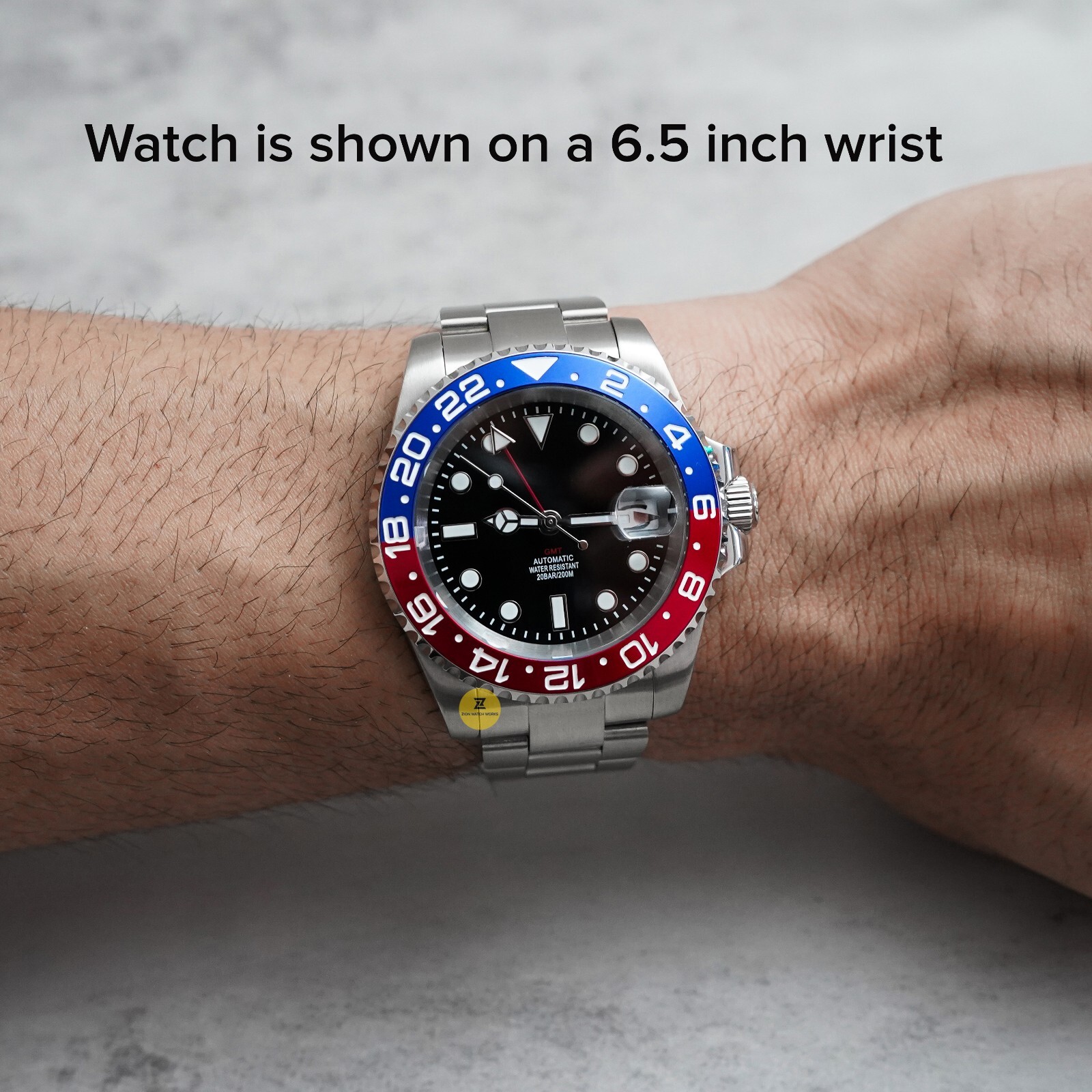 40mm Pepsi GMT Custom Sub Style Mod Watch NO LOGO w/ NH34 Automatic Movement
