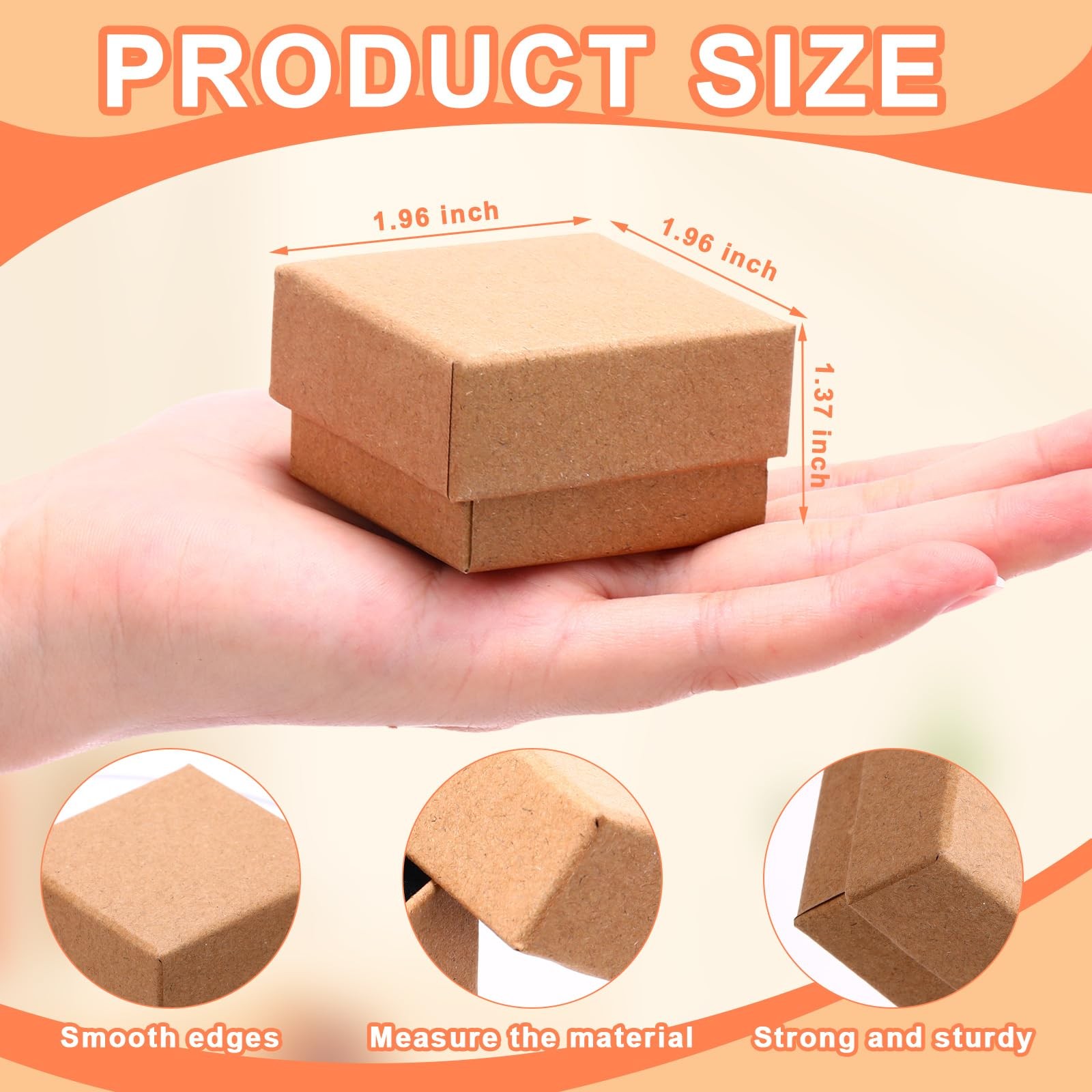 120 Pieces Small Ring Box Bulk 2 X 2 X 1.2 Inch Square Cardboard Kraft Jewelry B