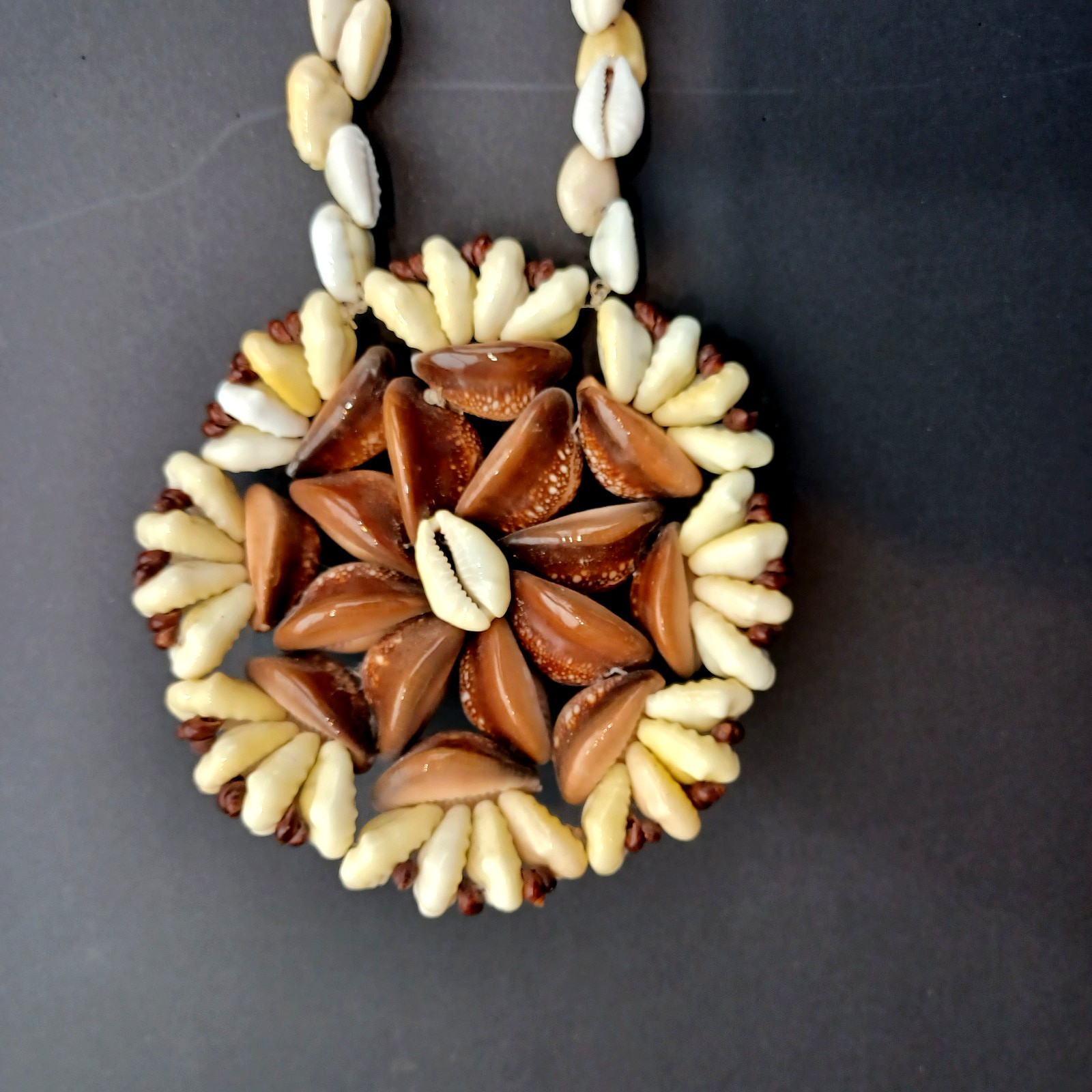 Vintage Rare Hawaiian X-Large Cowrie Shell Necklace & Pendant + Sea Shells