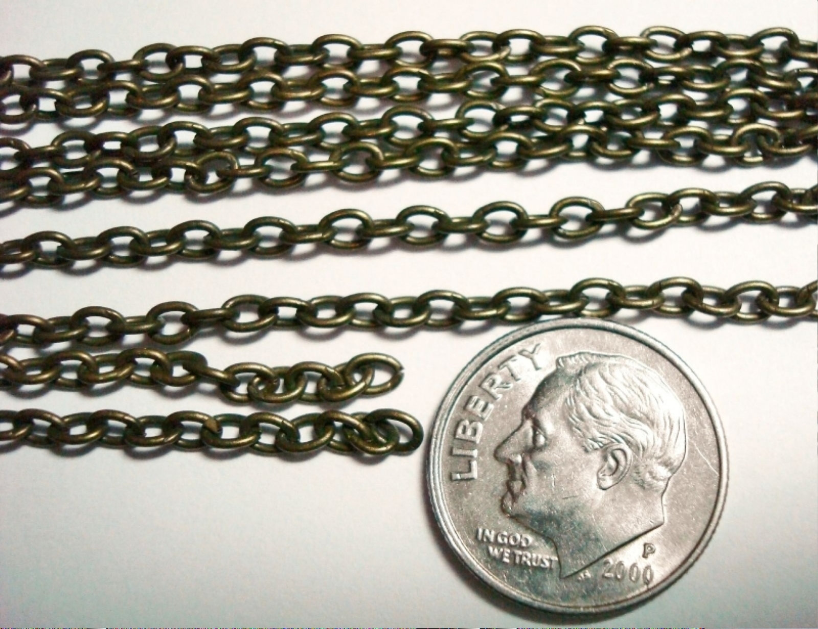 3 foot length Bronze Plated 3.5 x 3mm Cable Link Chain 12 links per inch PCH018
