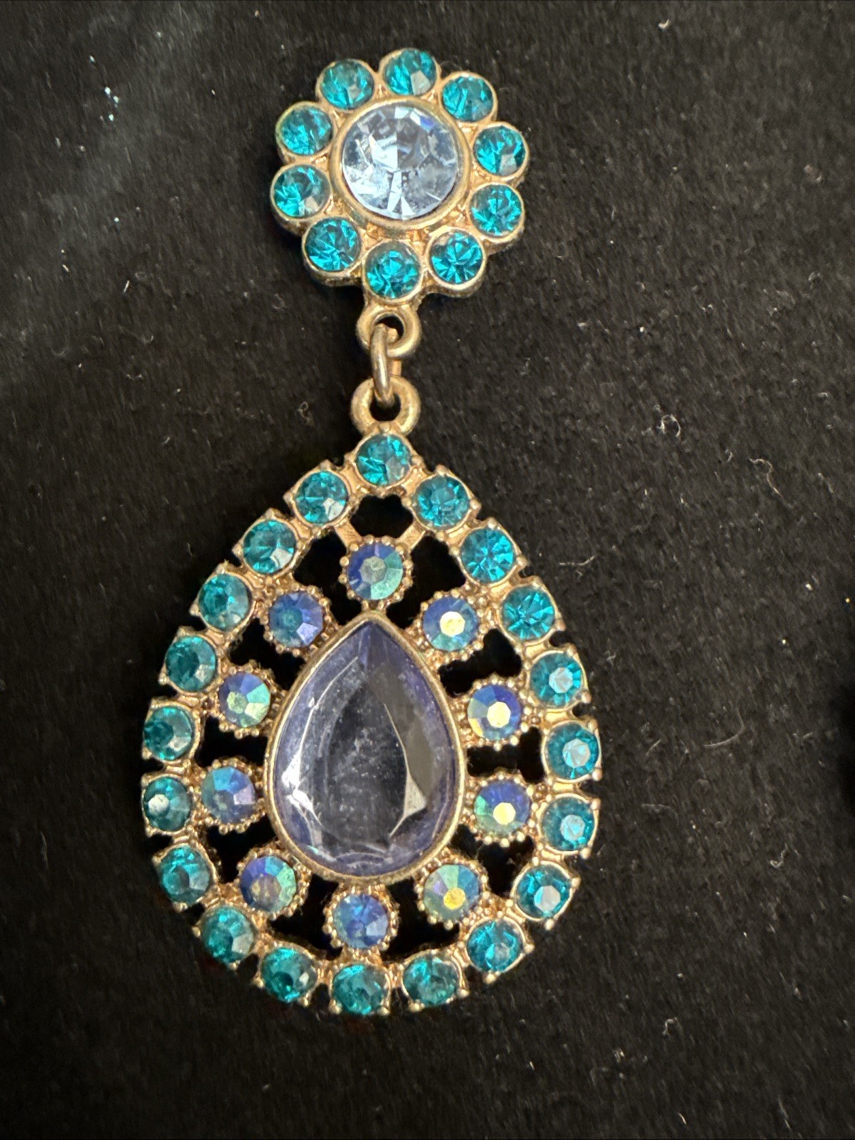 1928 Jewelry Co. Blue Zircon With Blue Sapphire Ab Crystal Large Drop earrings