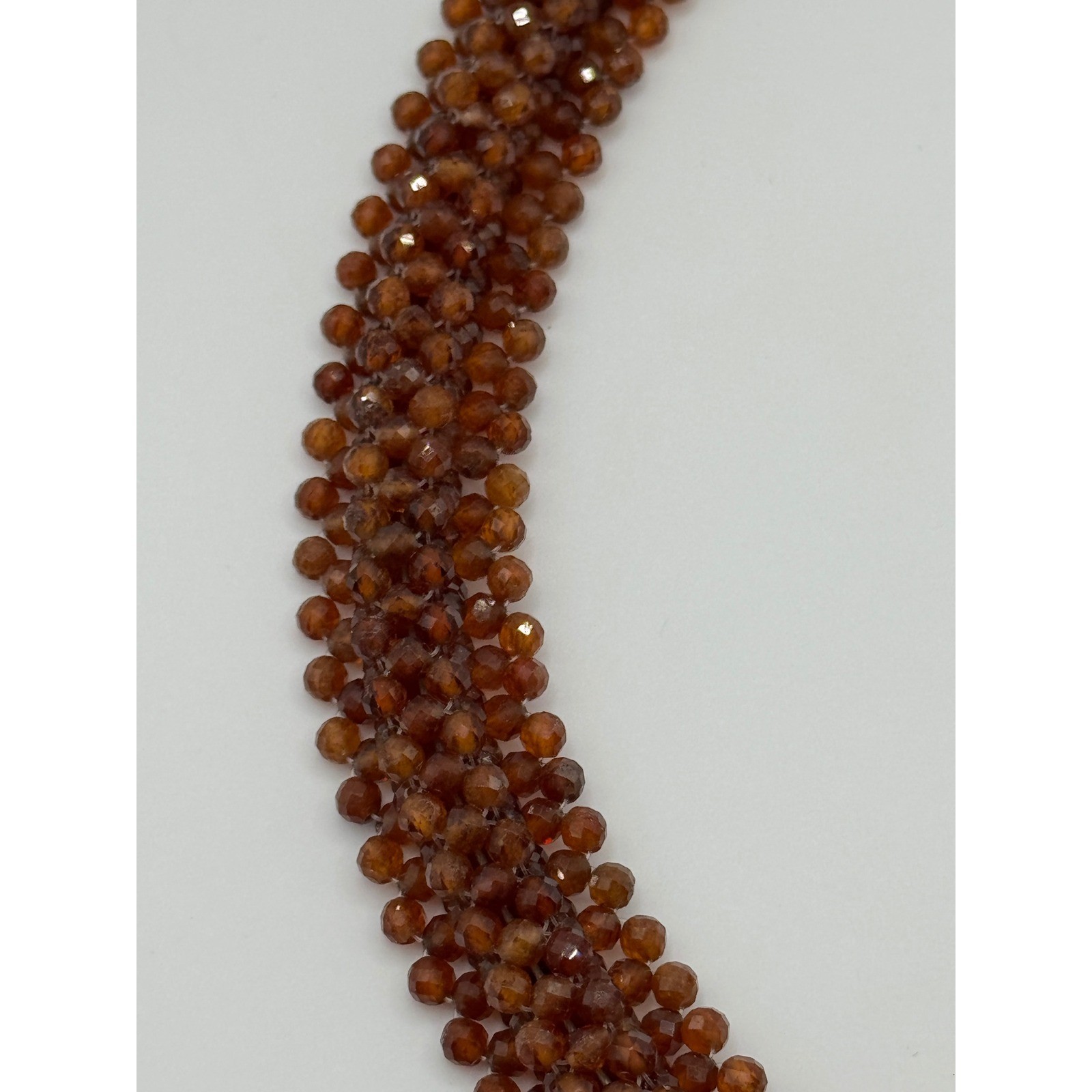 Jay King DTR Hessonite Garnet Woven Necklace Beaded Sterling Silver Clasp