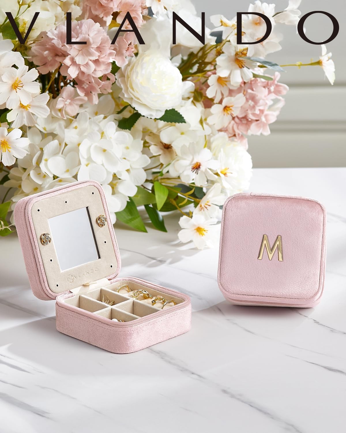 Mother’s Day gift, jewelry box, girls and women, travel essentials, pink