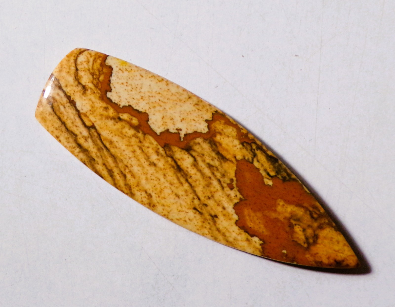 30.15 Cts Natural Picture Jasper Cabochon Loose Gemstone 50.4X17X5MM