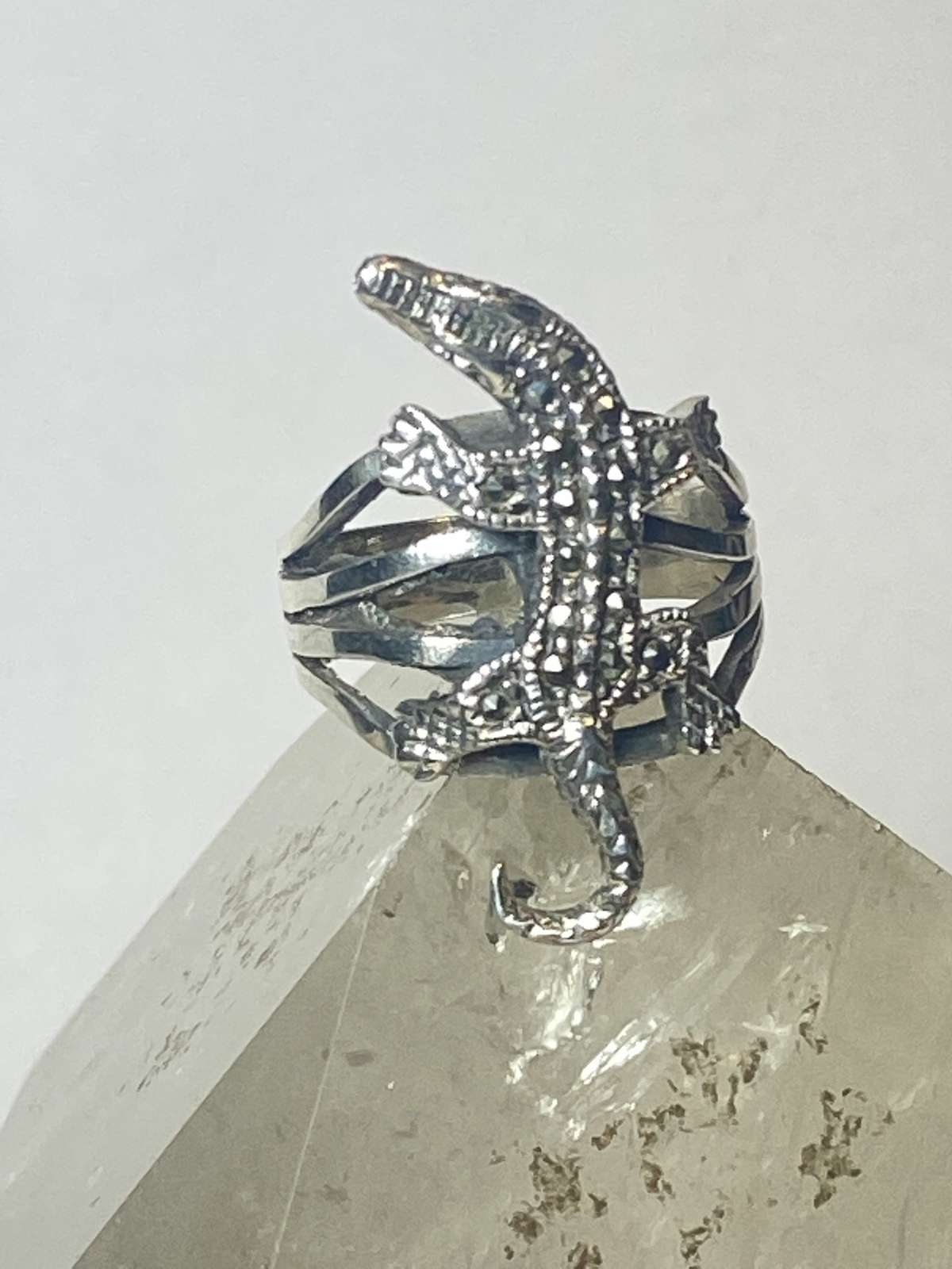 Lizard ring marcasites sterling silver women girls