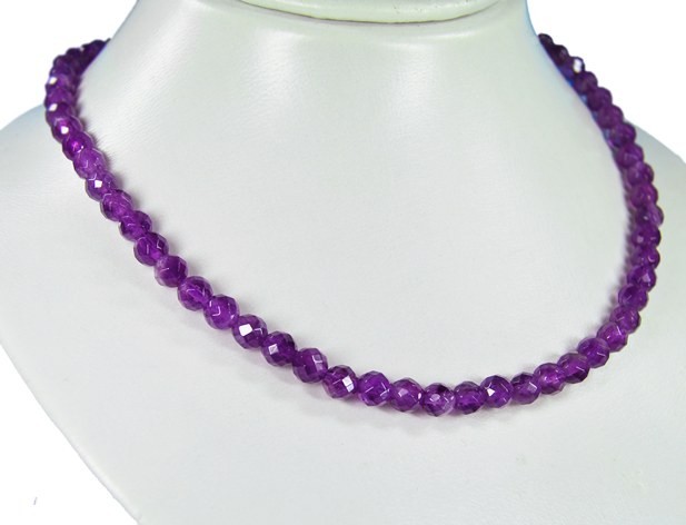 Healing Stone Gemstone Necklace Amethyst Faceted Ø6mm Magnetic Clasp