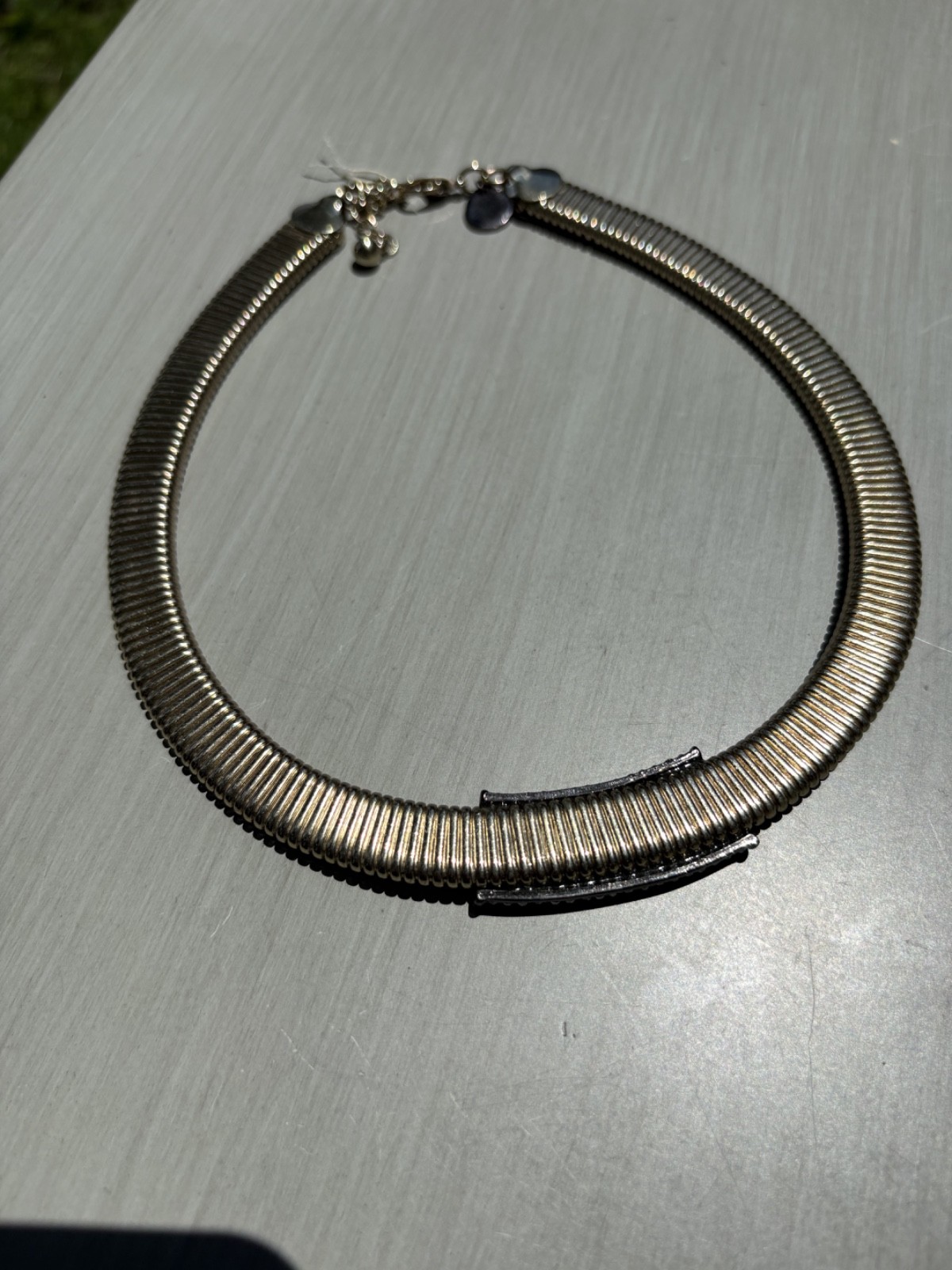 Chico’s Gold Tone Collar Statement Necklace Curb Link Adjustable Lobster Clasp
