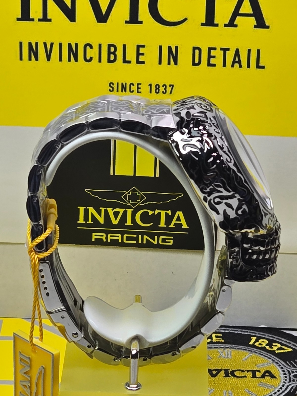Invicta Artist Skull Automatic Mens Watch 50.5mm Skeletonized Steel & Black NEW
