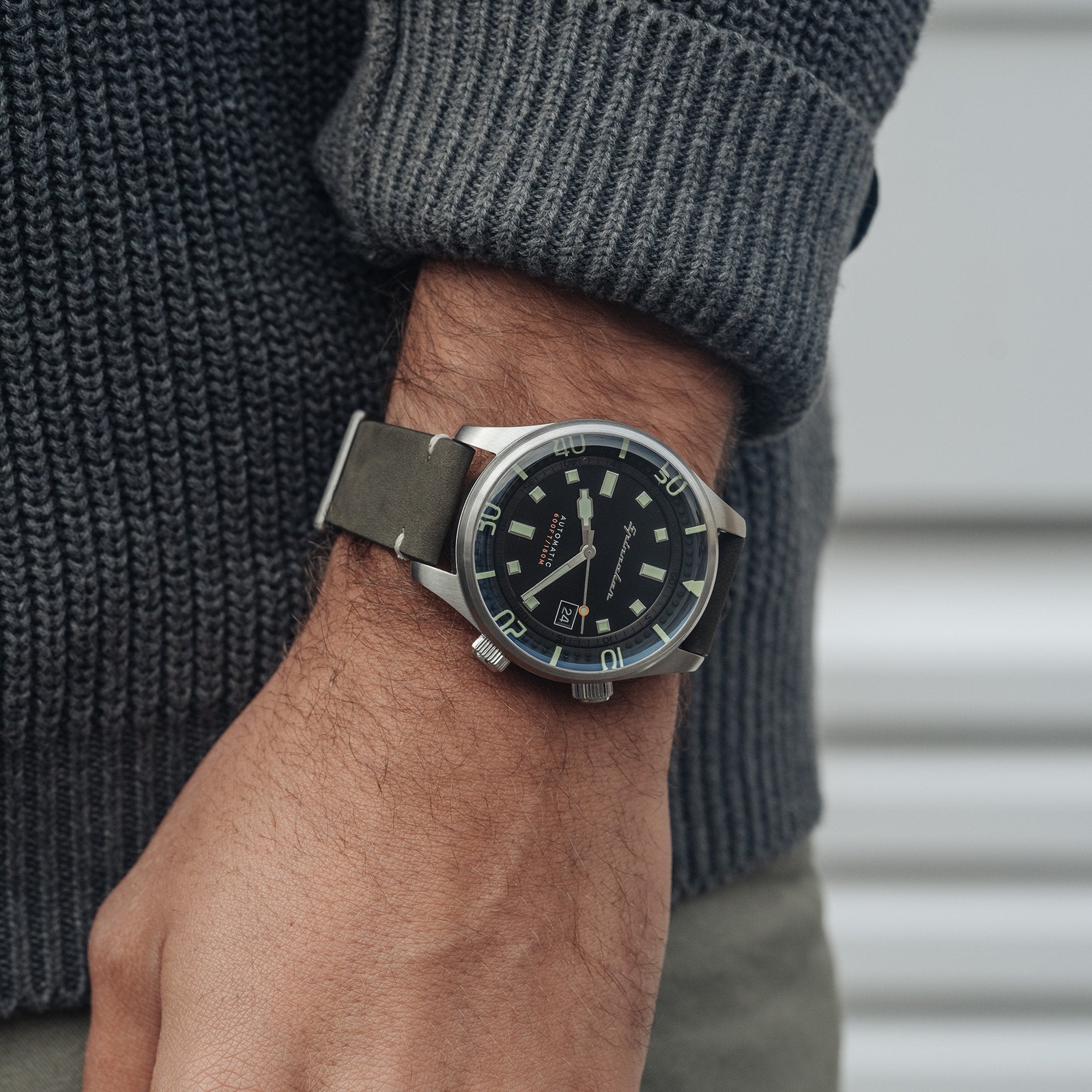 Spinnaker Bradner Black / Green / Leather | Black Dial 42mm Japanese Automatic W