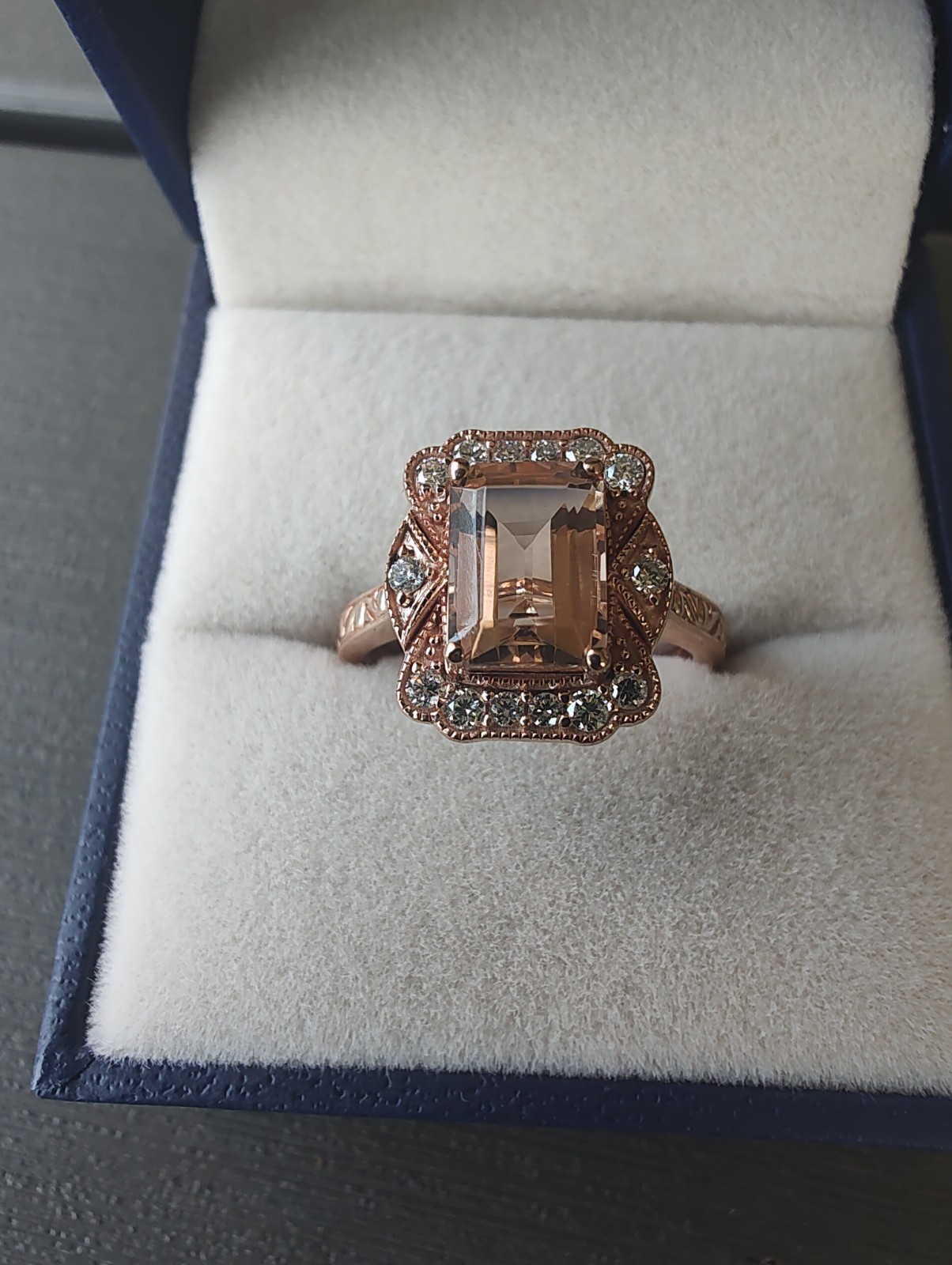 Sterling Silver 1.91 Carat Laboratory Grown Morganite And Diamond Ring