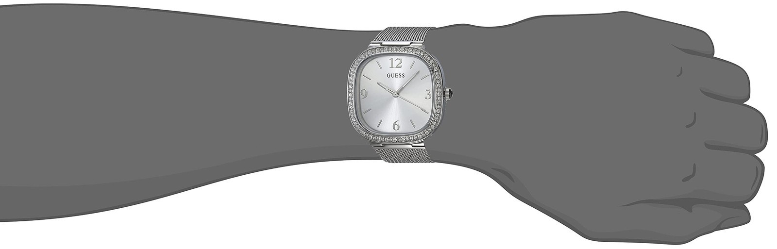 Guess Ladies Tapestry Diamonds Silver Dial Mesh Bracelet Watch – GW0354L1 NEW