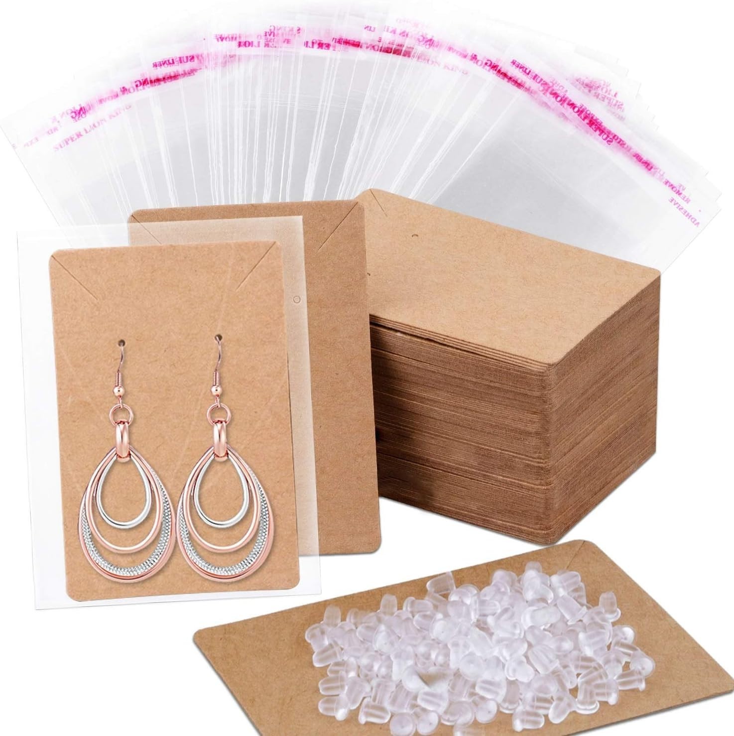 Earring Display Cards 100 Pcs Kraft 3.5×2.4 Inches