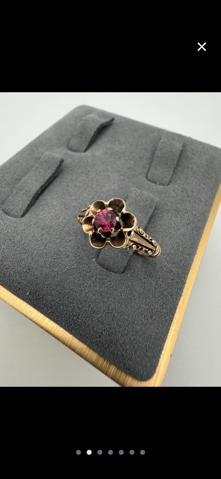 Antique Victorian 10k Yellow Gold Ruby Ring Belcher ~ Size 6