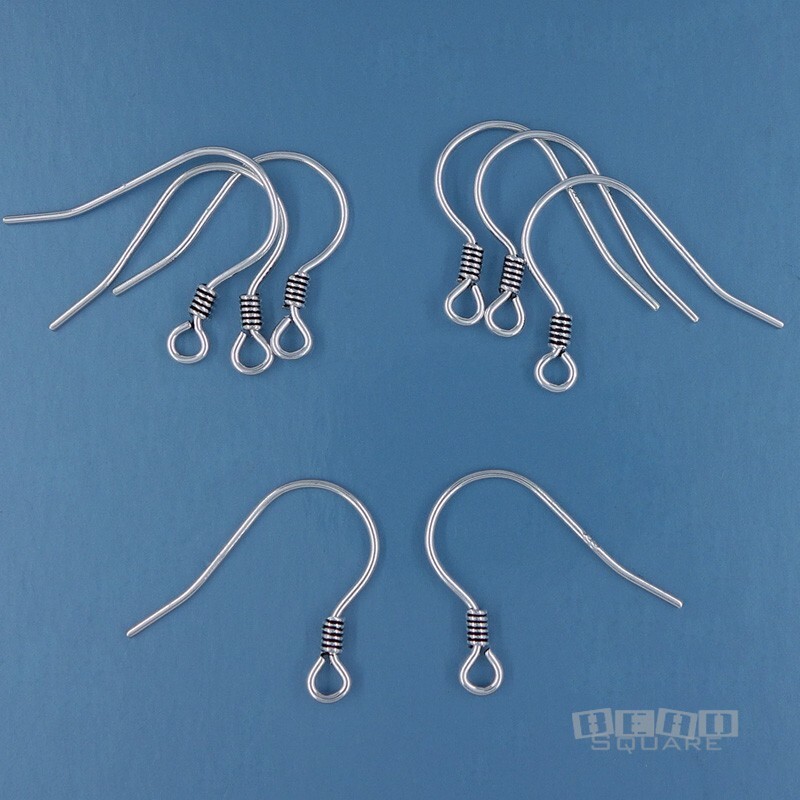 8 Sterling Silver Oxidized Coil French Hook Ear Wire Earrings w/Open Loop #33581