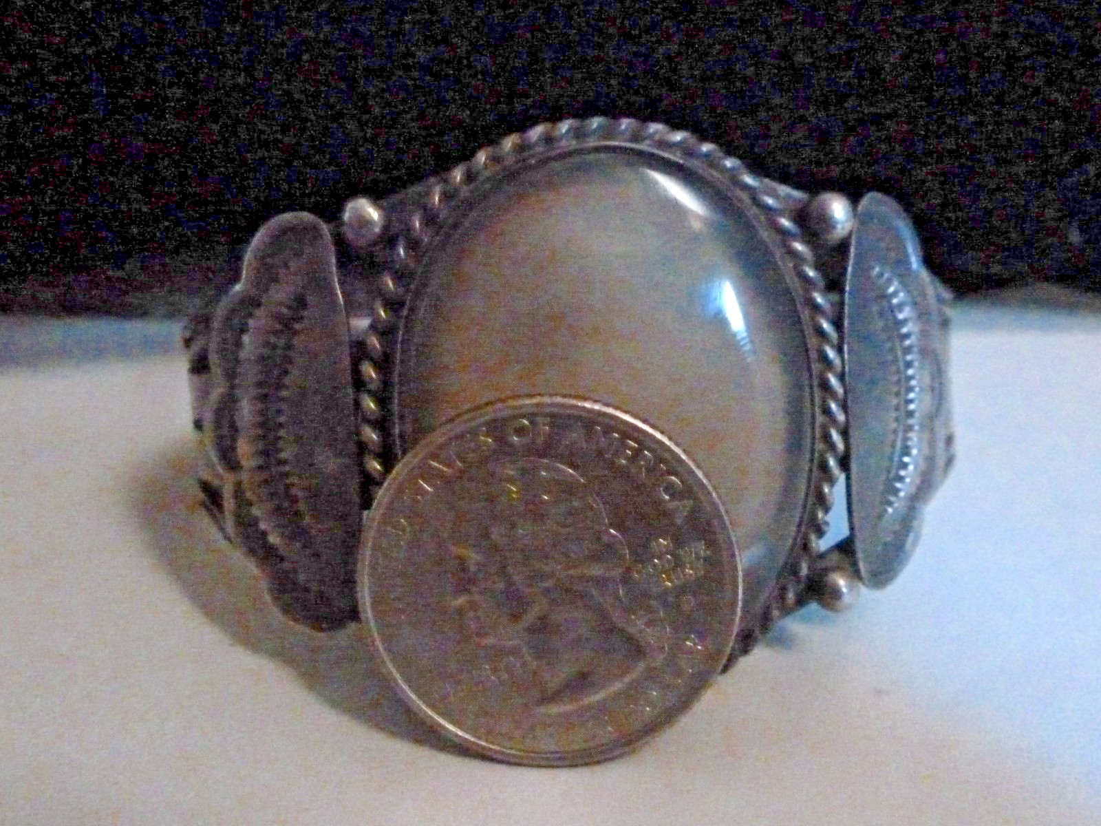 Sterling Navajo Fred Harvey Era Cuff Bracelet Agate Thunderbirds Bracelet