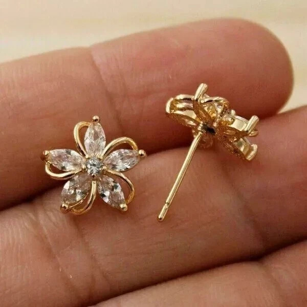 14K Yellow Gold Plated 1.50Ct Marquise Cut Simulated Diamond Women Stud Earrings
