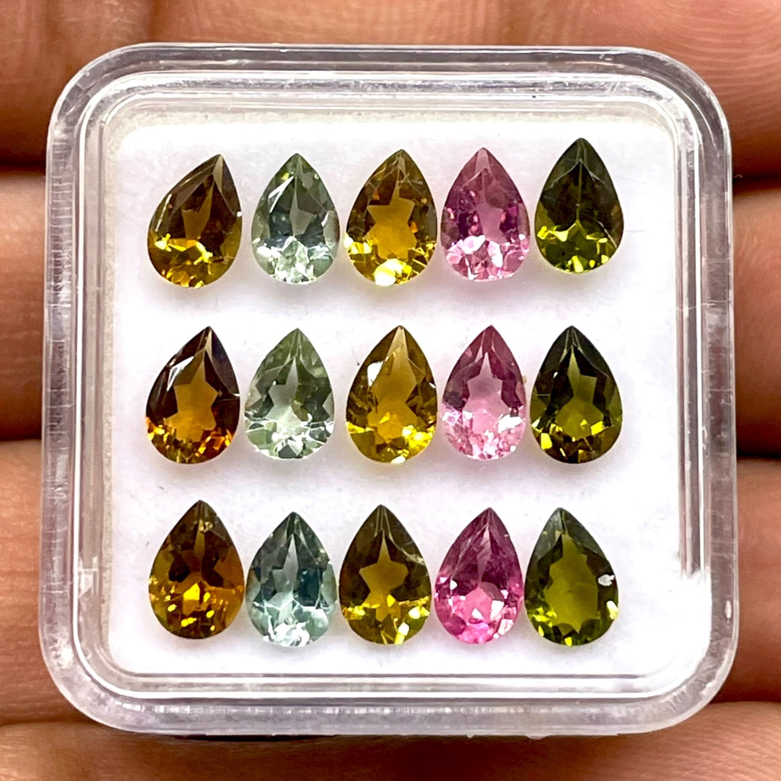 VVS 15 Pcs Natural Multi Tourmaline 6x4mm Pear Cut Loose Untreated Gemstones Lot