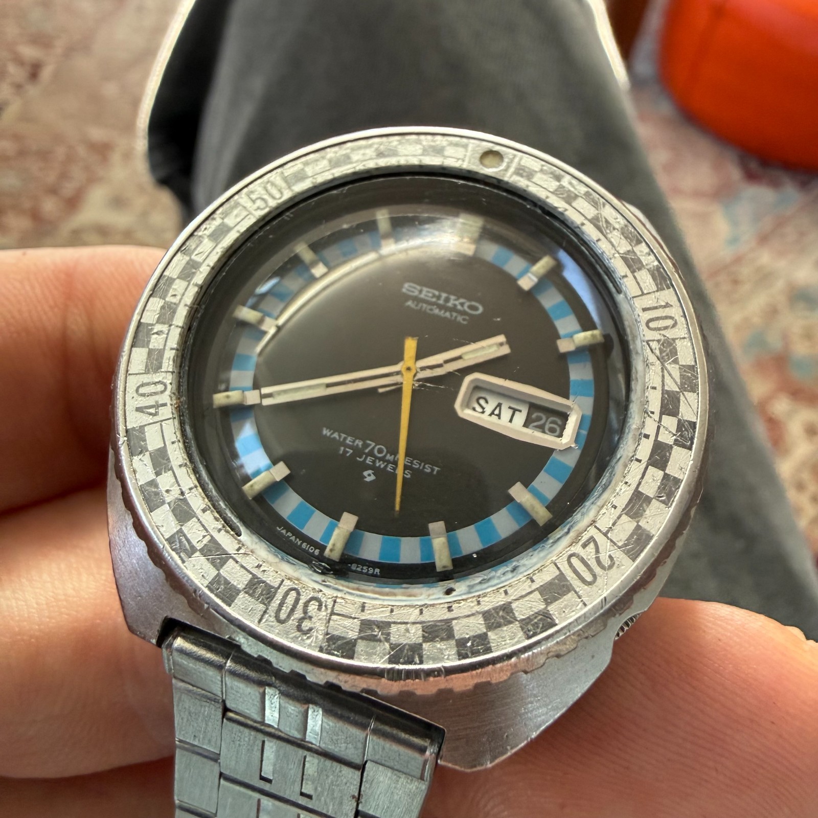 Vintage Seiko Rally Diver 6106-8227 Automatic “Checker Flag” Daini Seikosha 1970