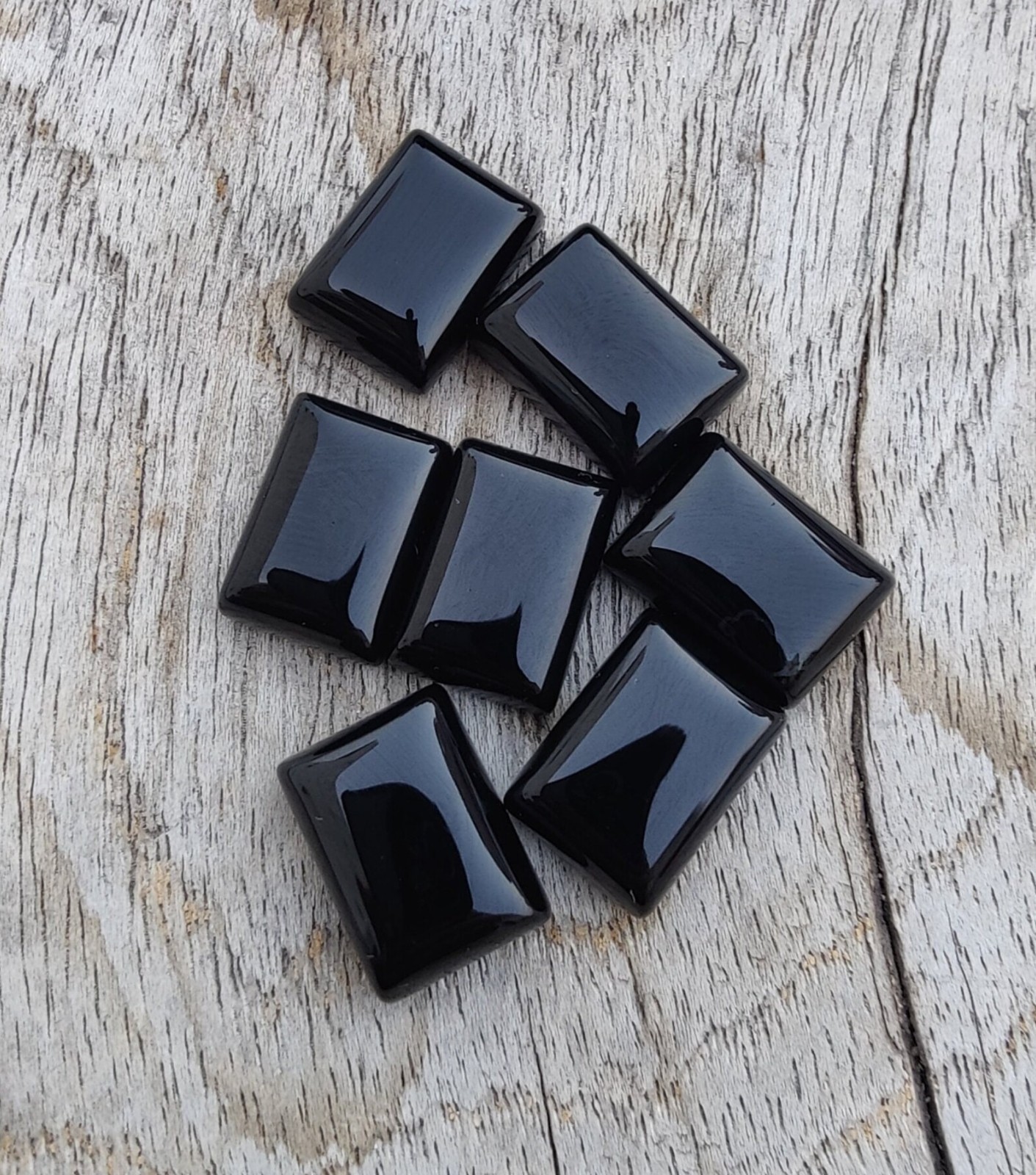 AAA Black Onyx Rectangle Cabochon Natural Polished Gemstone For Jewelry