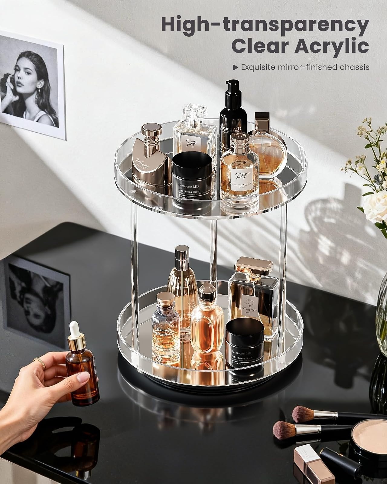 Lolalet 360° Rotating Acrylic Perfume Organizer – 2 Tier Display Rack