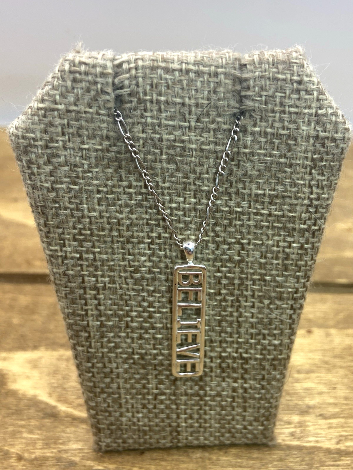 Vintage LA Studios Believe Scripted Sterling Silver Pendant Necklace 20”