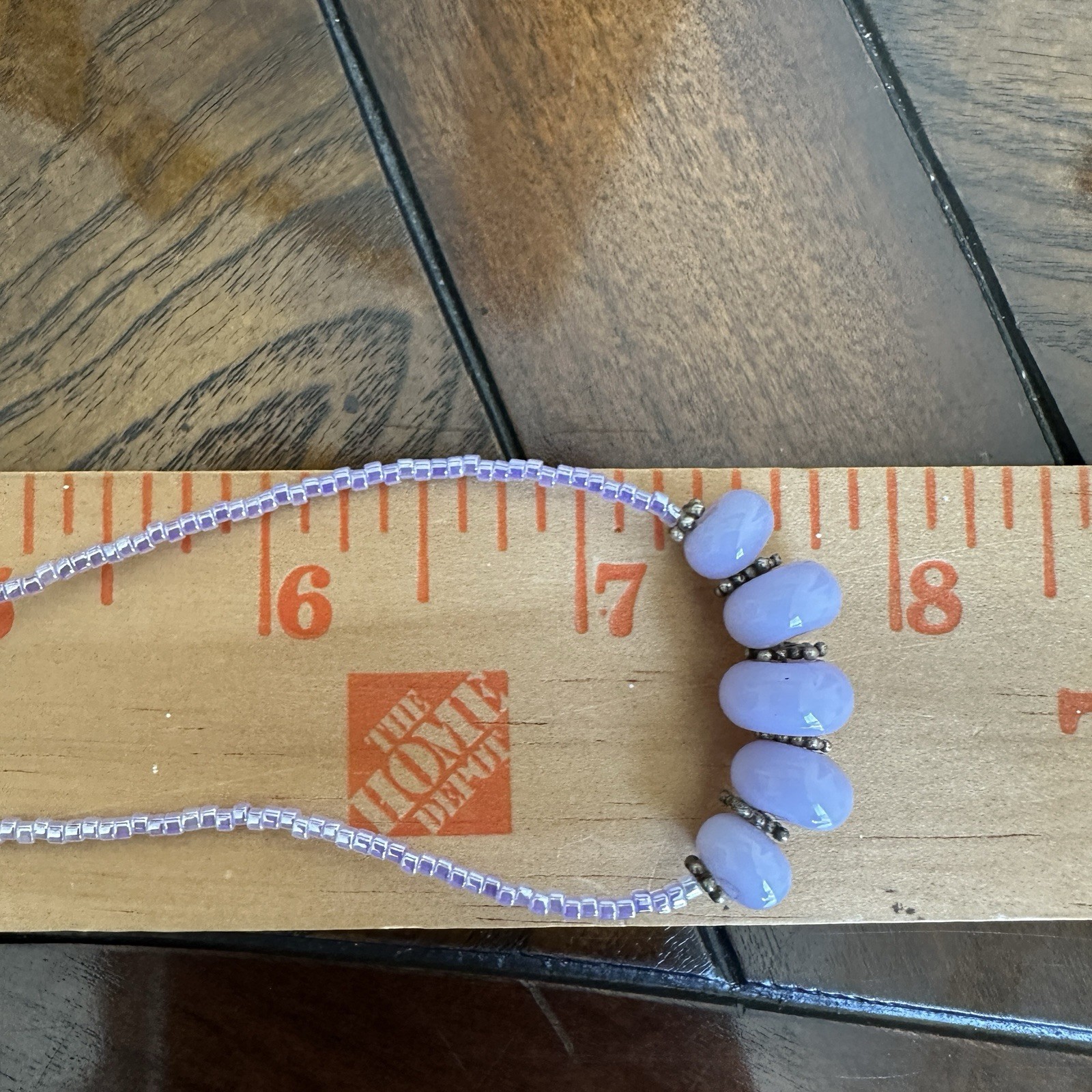 Vintage Necklace 15 Inch Lavender Glass Beads 925 Sterling Silver Clasp Spacers