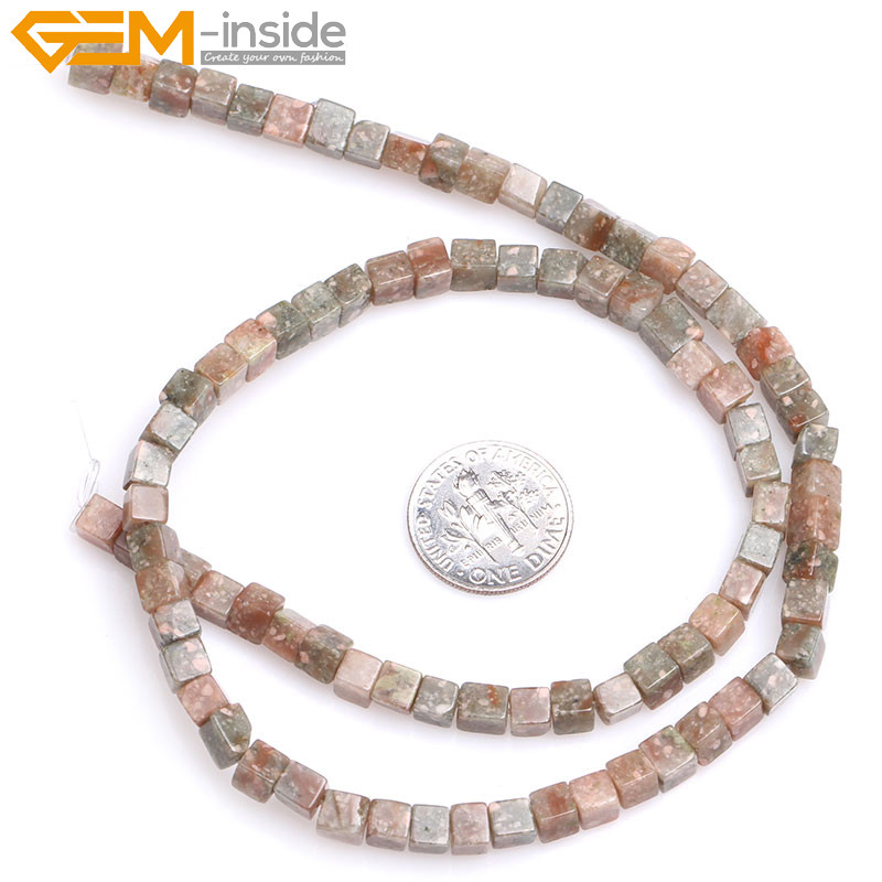 4mm Natura Square Cubic Cube Assorted Gemstone Beads Jewelry Making 15” Stone