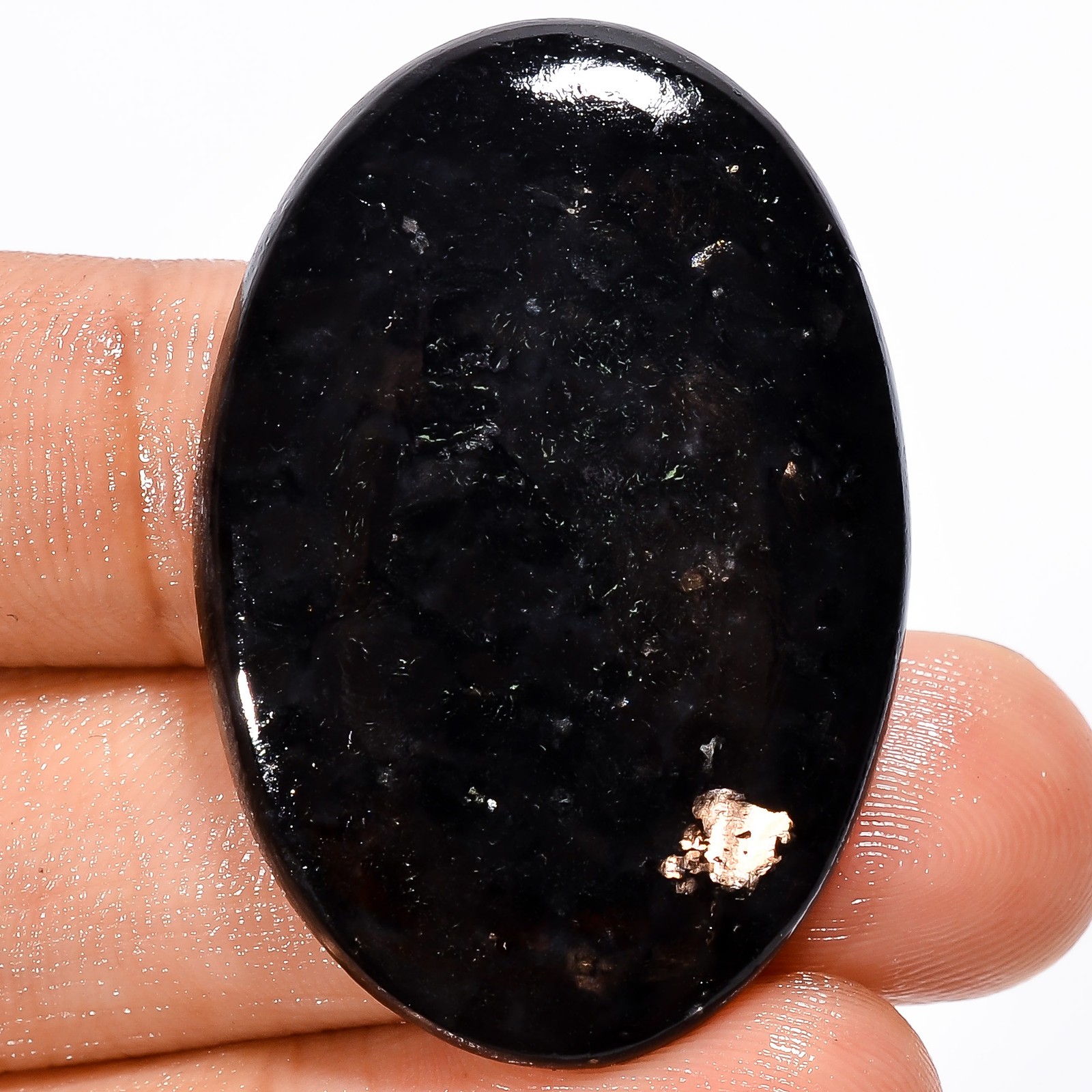 Natural Nuummite Oval Shape Cabochon Loose Gemstone 41.5 Ct. 37X25X4 mm X-13875