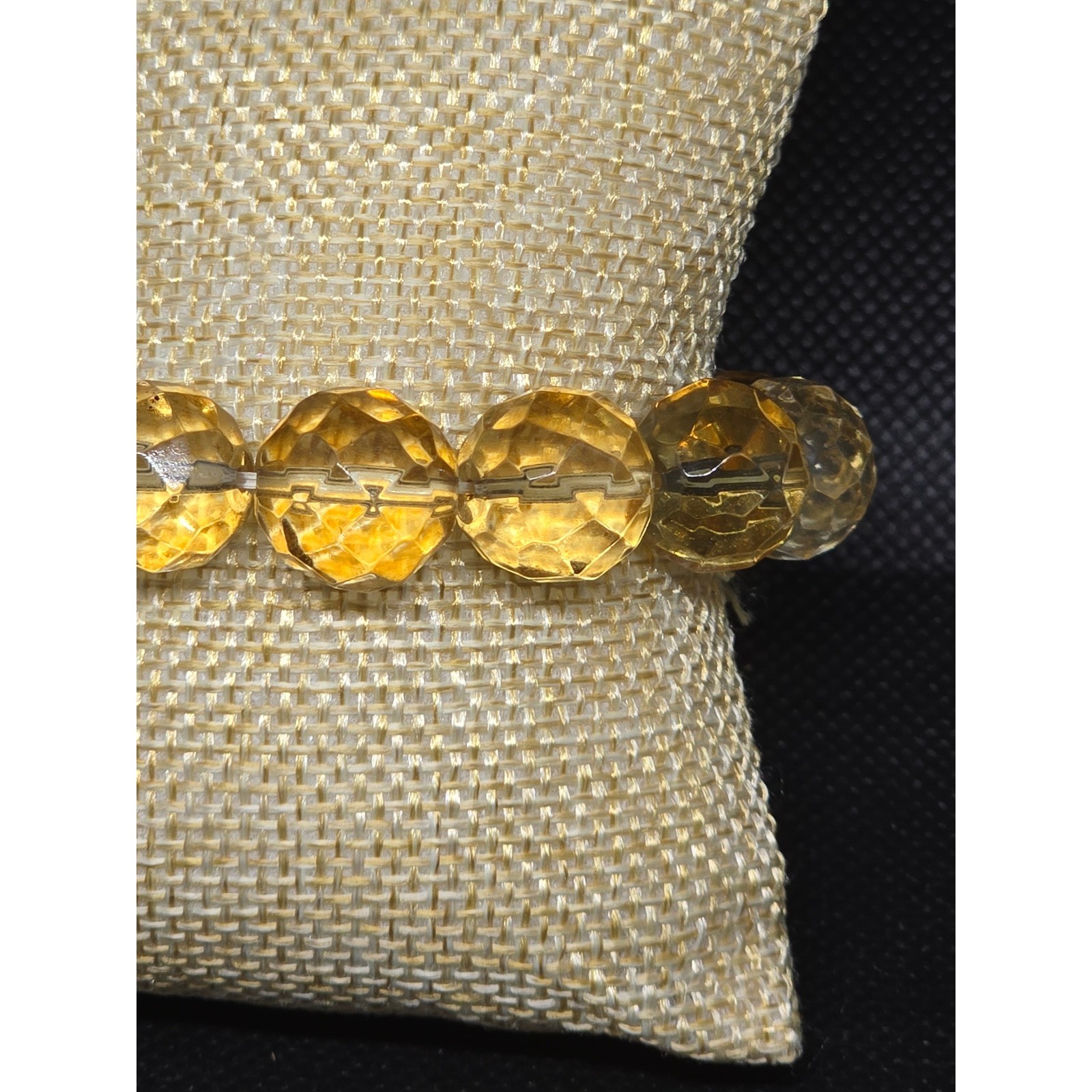 Chunky Faux Yellow Citrine Faceted Bead Stretch Bracelet Sparkling