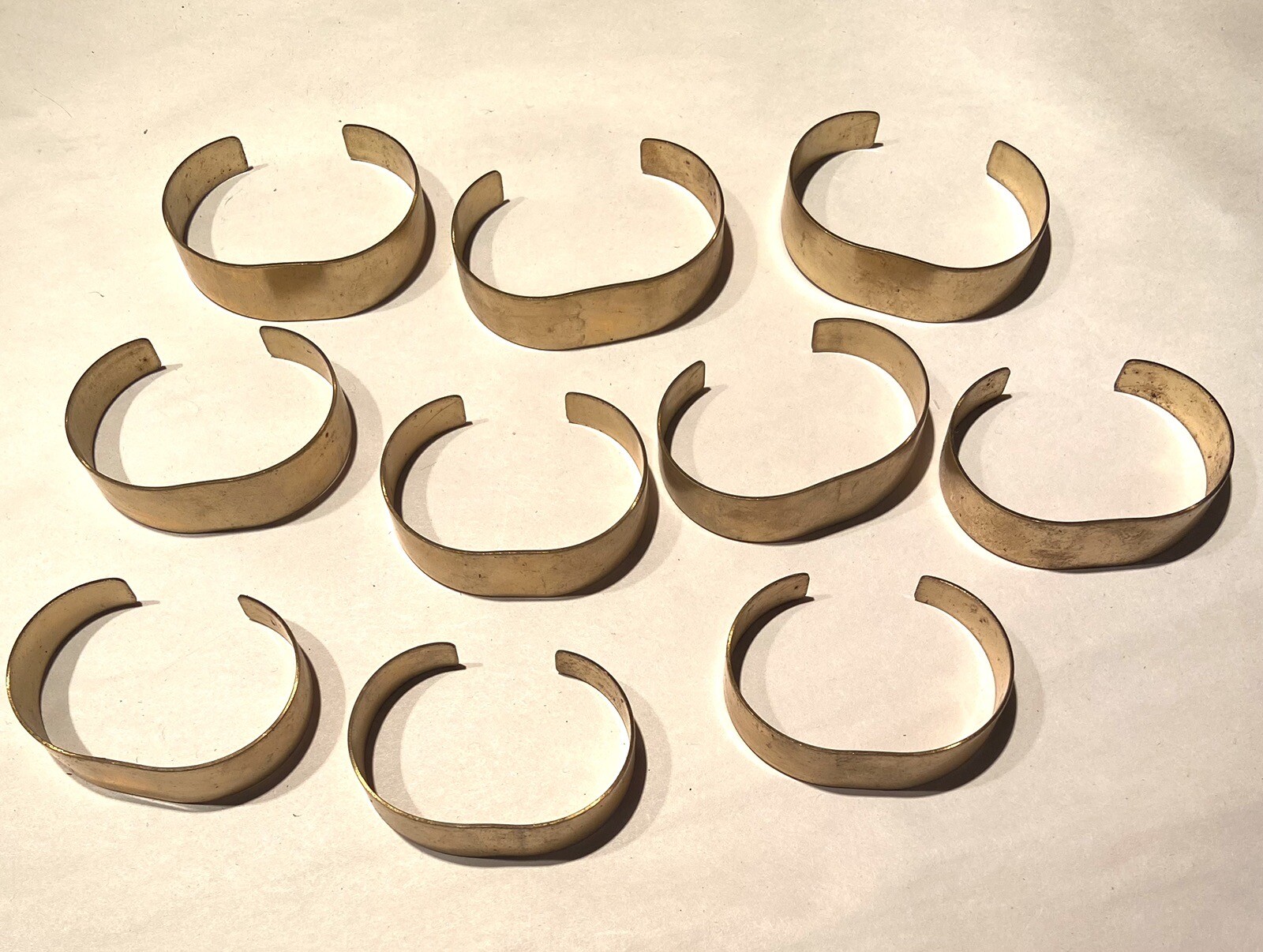 10 pc. Raw Brass Cuff Bracelet- Vintage Arm Band Jewelry -Tapered