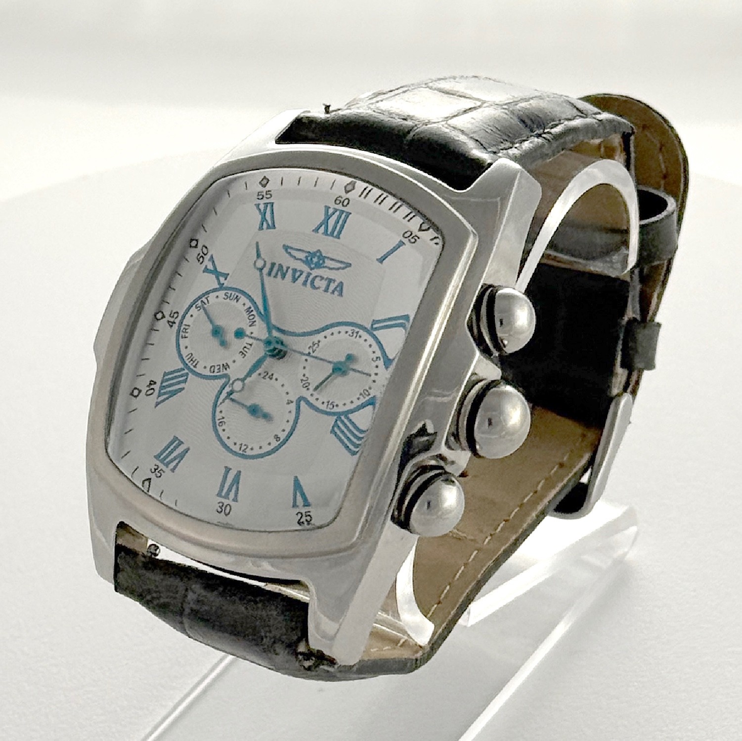 Invicta Lupah Chronograph Men’s Watch Model 14936 Silver Dial Blue Hands Numbers