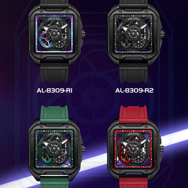 AILANG Men Watch Waterproof Hollow Design Automatic Mechanical Wristwatch-8309