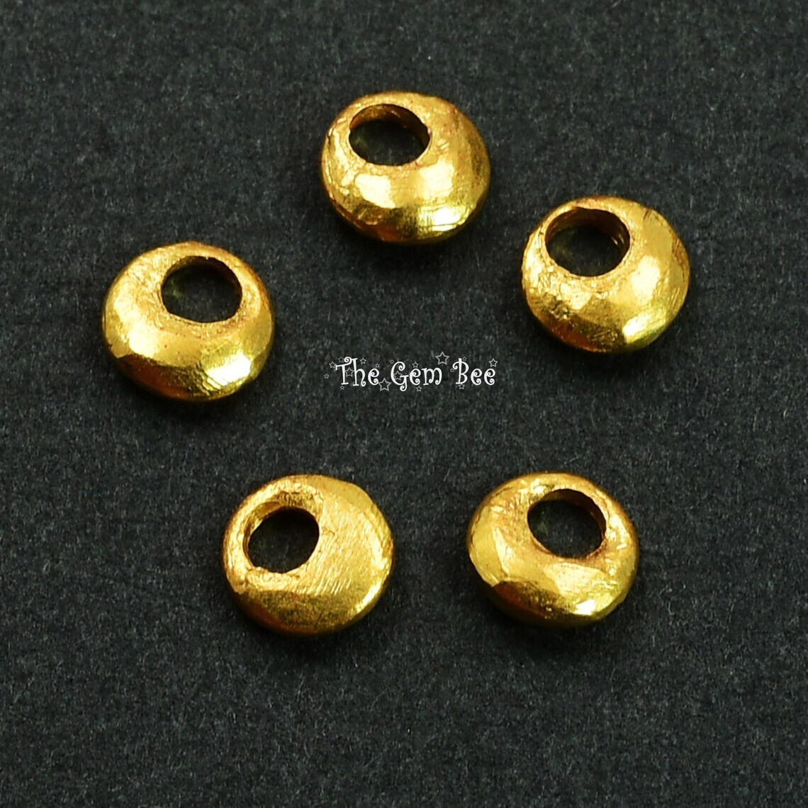 4mm 18k Yellow Gold Ancient Antique Rounded Donut Nugget Spacer Finding (5)