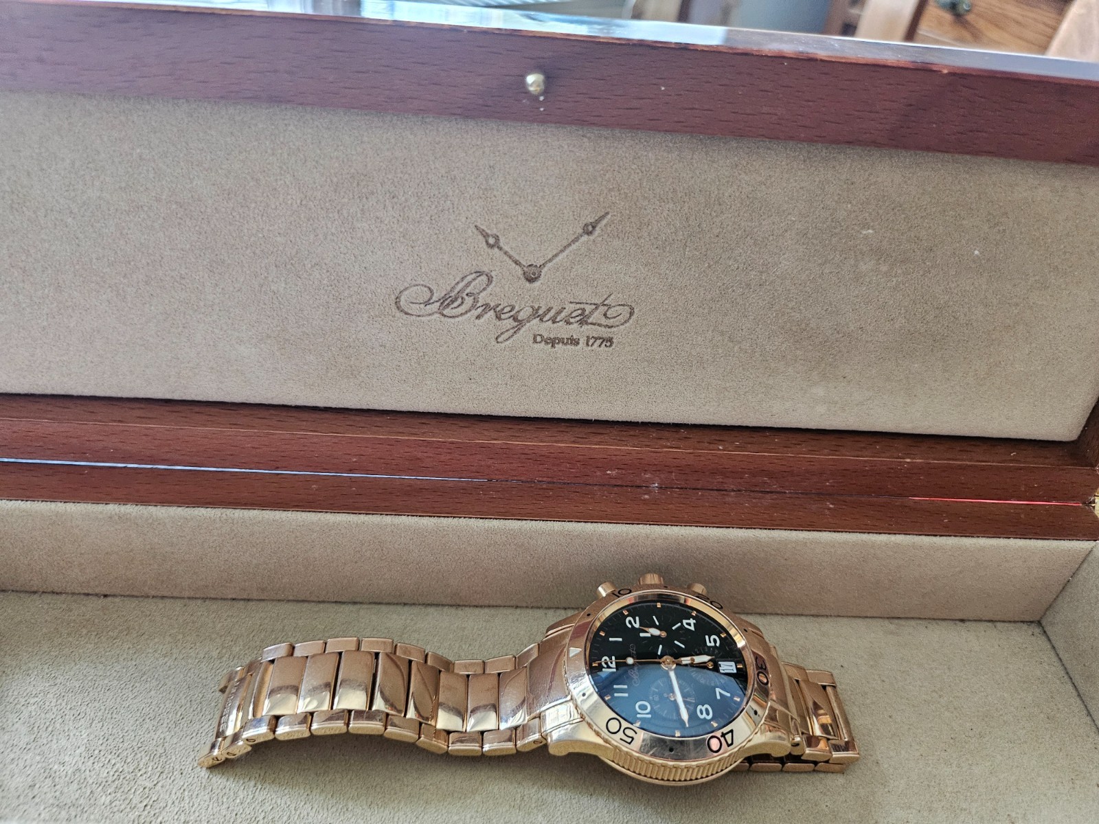 Breguet men automatic swiss made 18k rosegold, Fullgold, Chronograph, Fullset