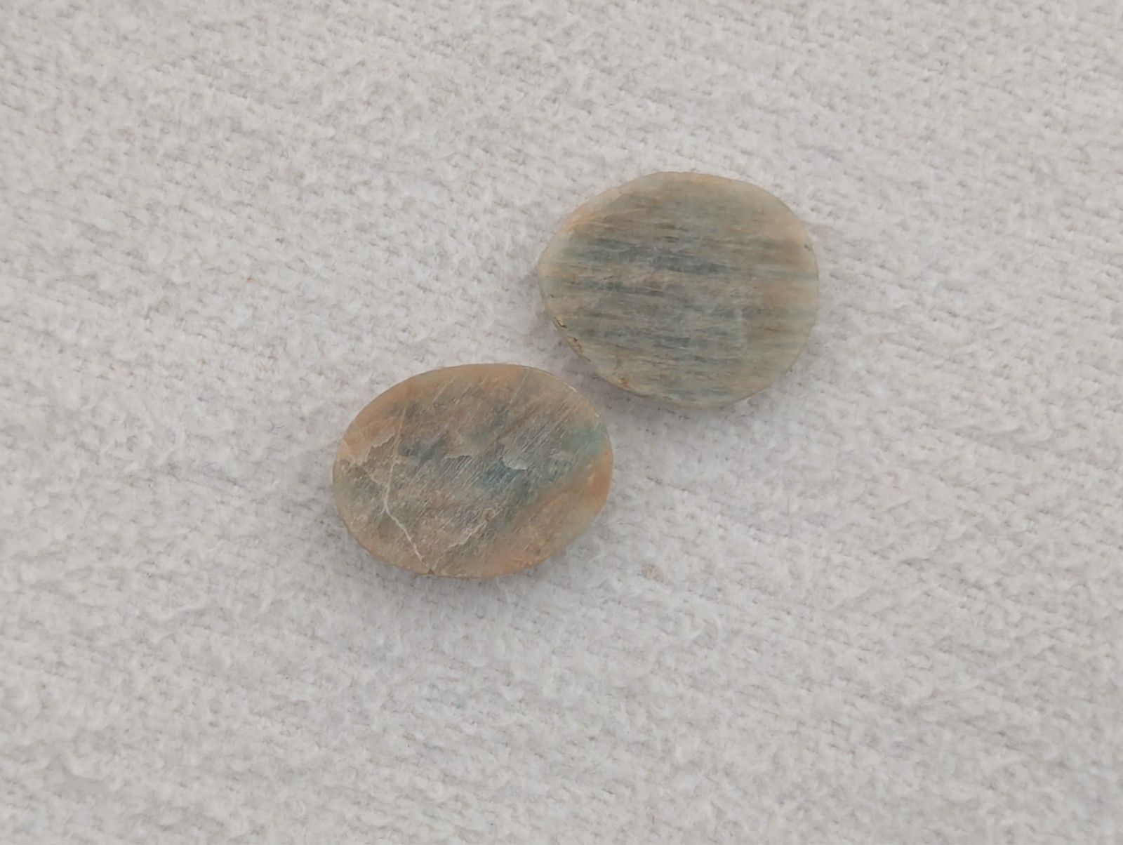 2 Amazonite Orthoclase Cabochon Gemstones 22.4 carat (4.49g) Exsolution Lamellae