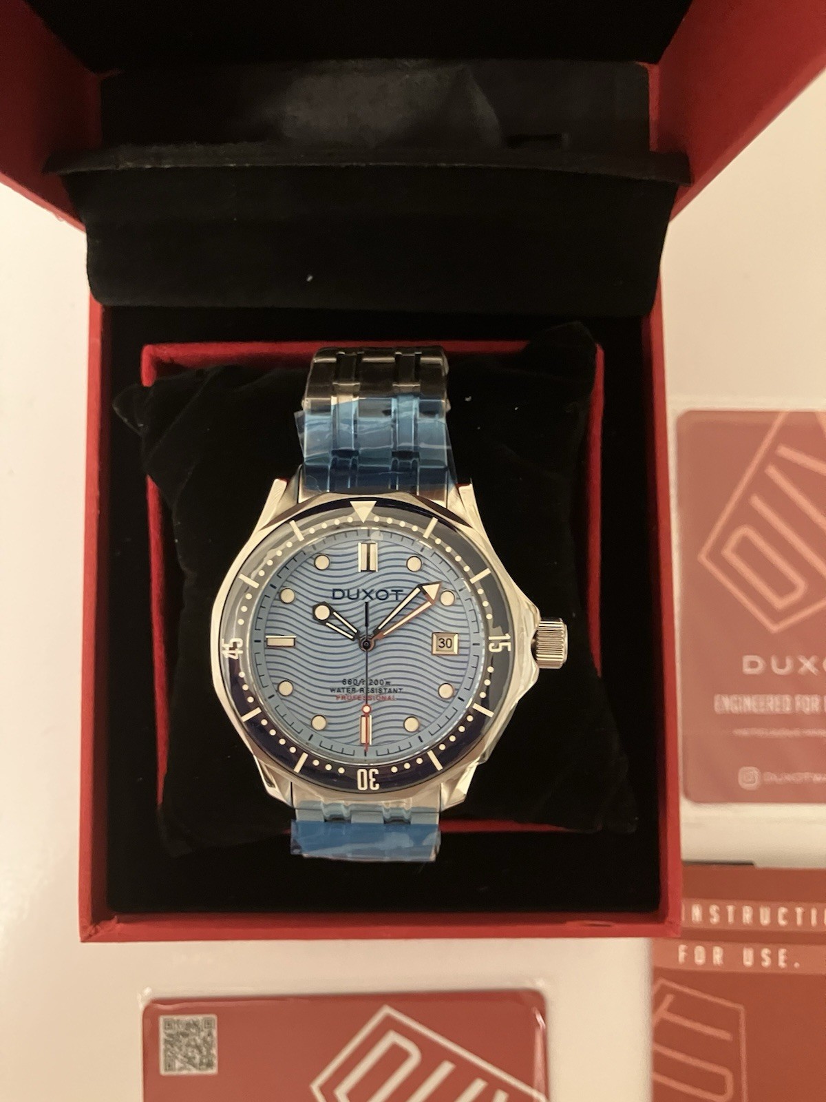 Duxot Henri Diver 200M Watch, Ice Blue, 41mm, Automatic, TMI NH35A Caliber, NIB