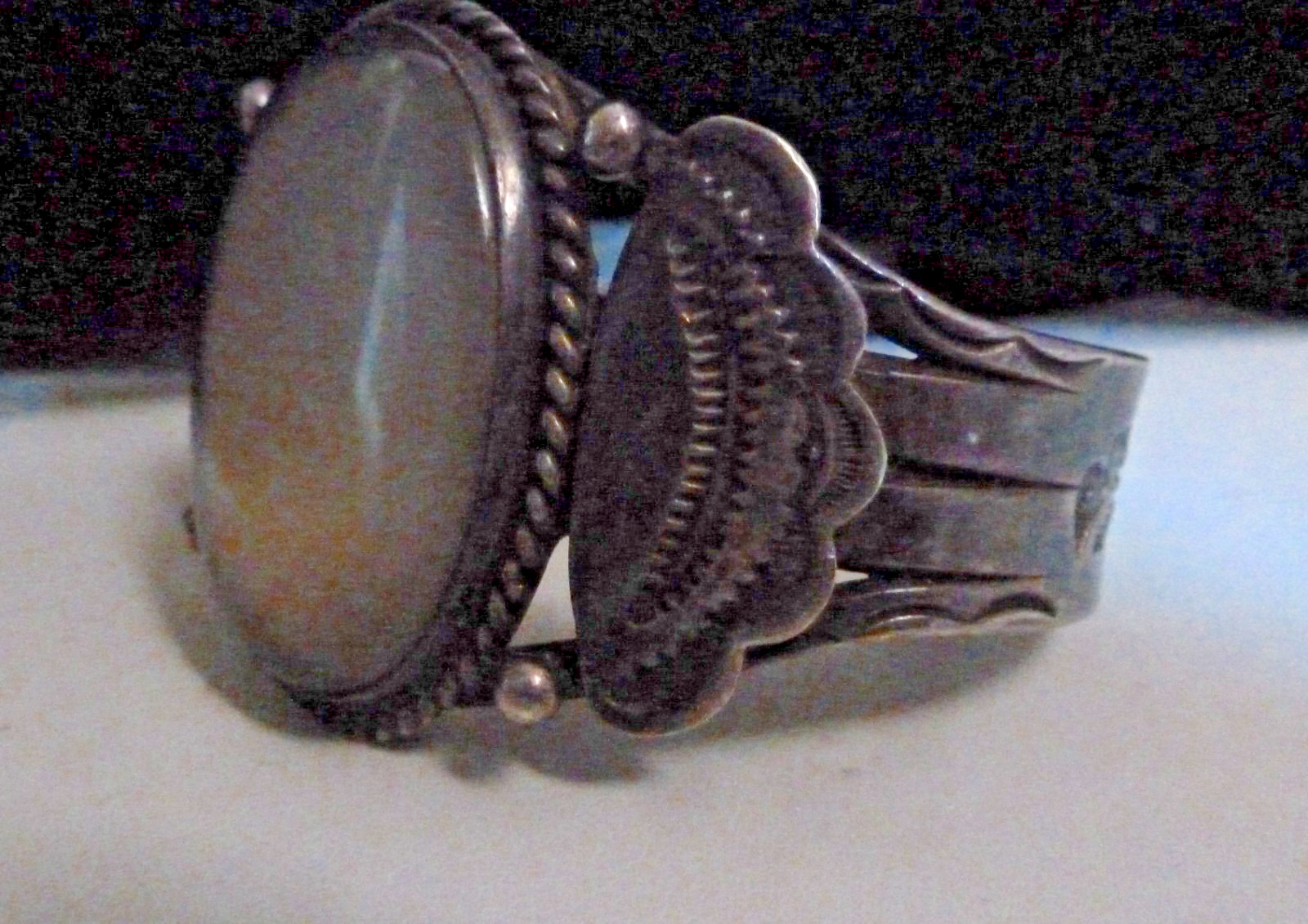 Sterling Navajo Fred Harvey Era Cuff Bracelet Agate Thunderbirds Bracelet