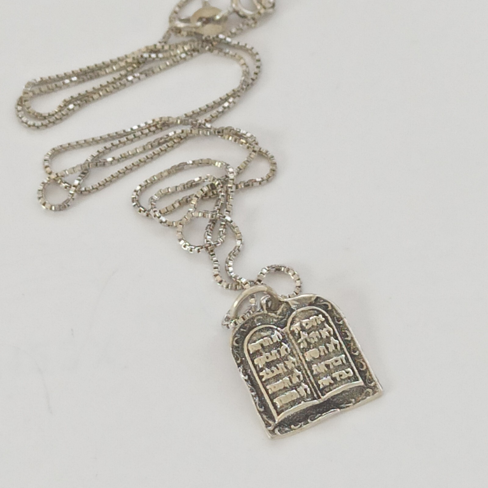 Ten Commandments Necklace Vintage Silver 925 Hebrew Men Women Jewish VTG Gift 19