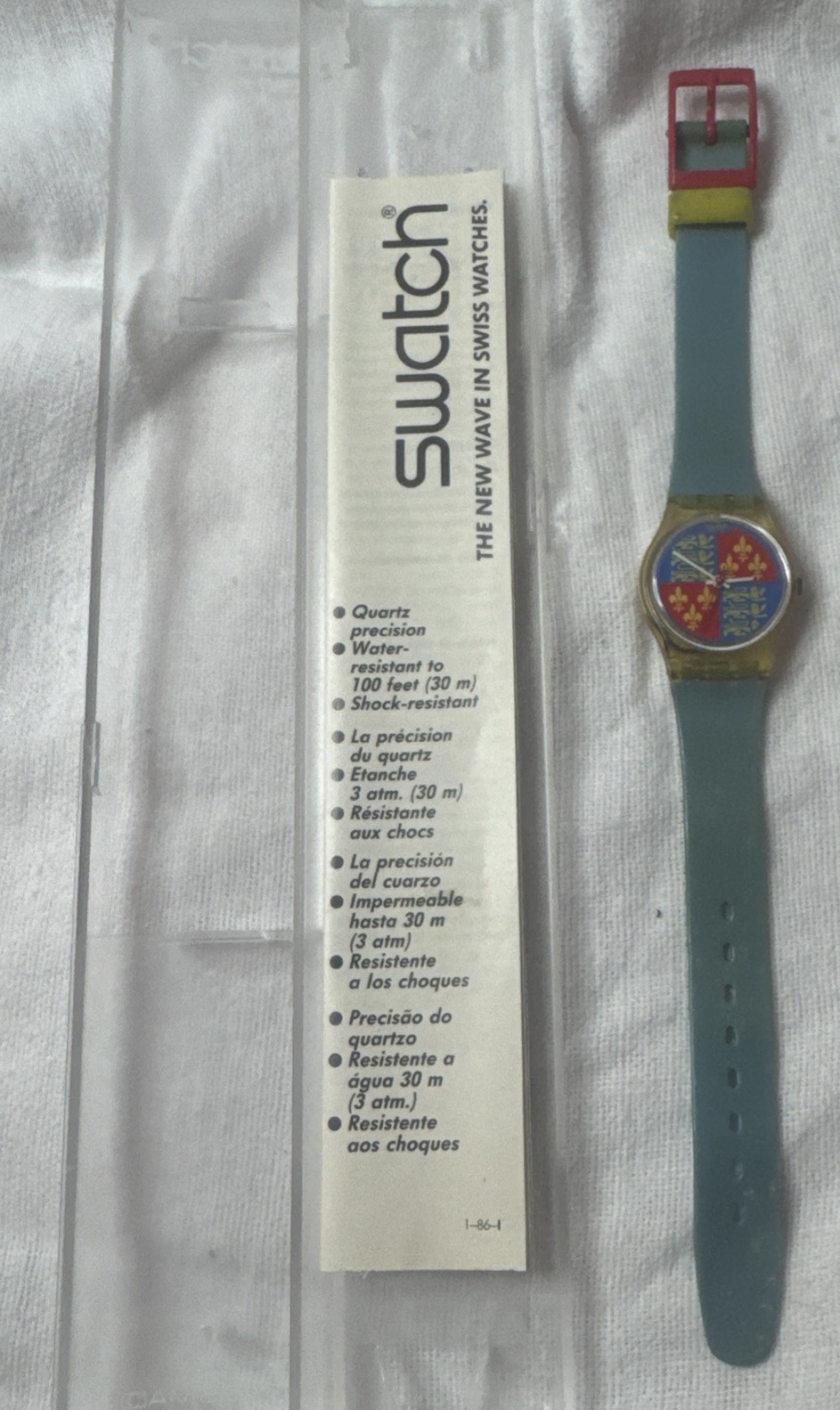 Vintage 1986 SWATCH Coat of Arms Lionheart LK102 Watch In Case