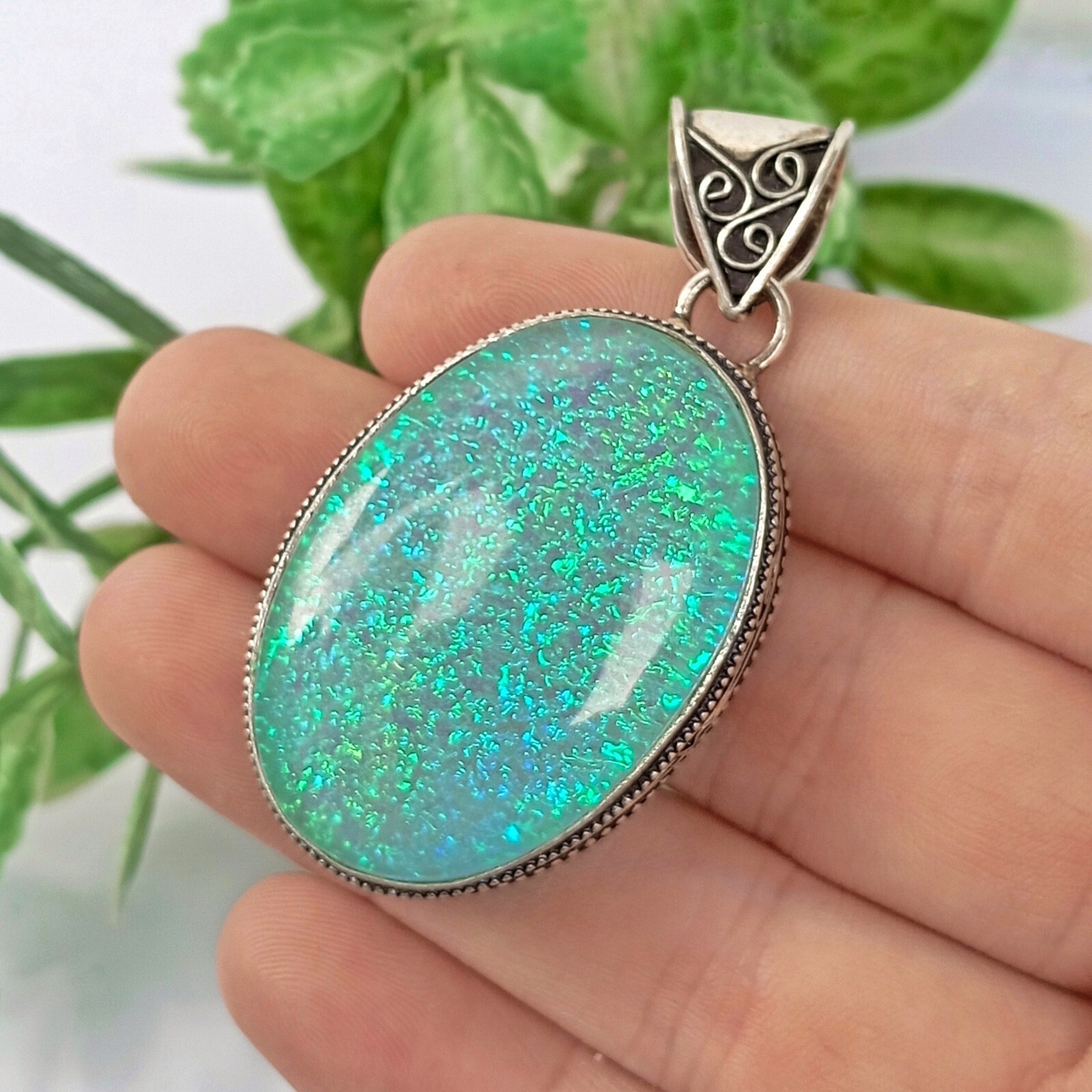 Triplet Fire Opal Handmade Gemstone Pendant 925 Sterling Silver Jewelry Pendant