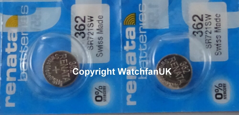 SR721SW Watch Battery x 2 Renata 362 1.55v Silver Oxide