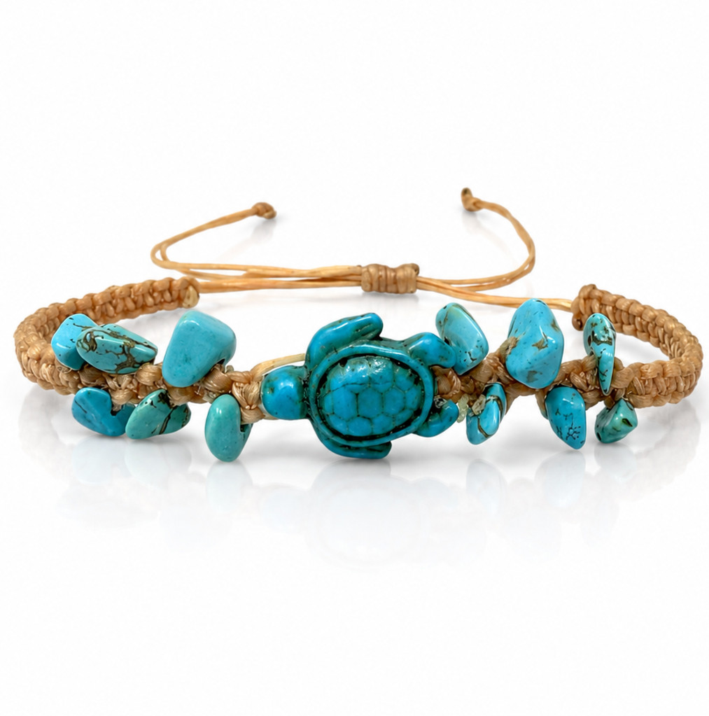 Sea Turtle Bracelet Anklet Braided Macrame Adjustable Beach Bracelet Turtle