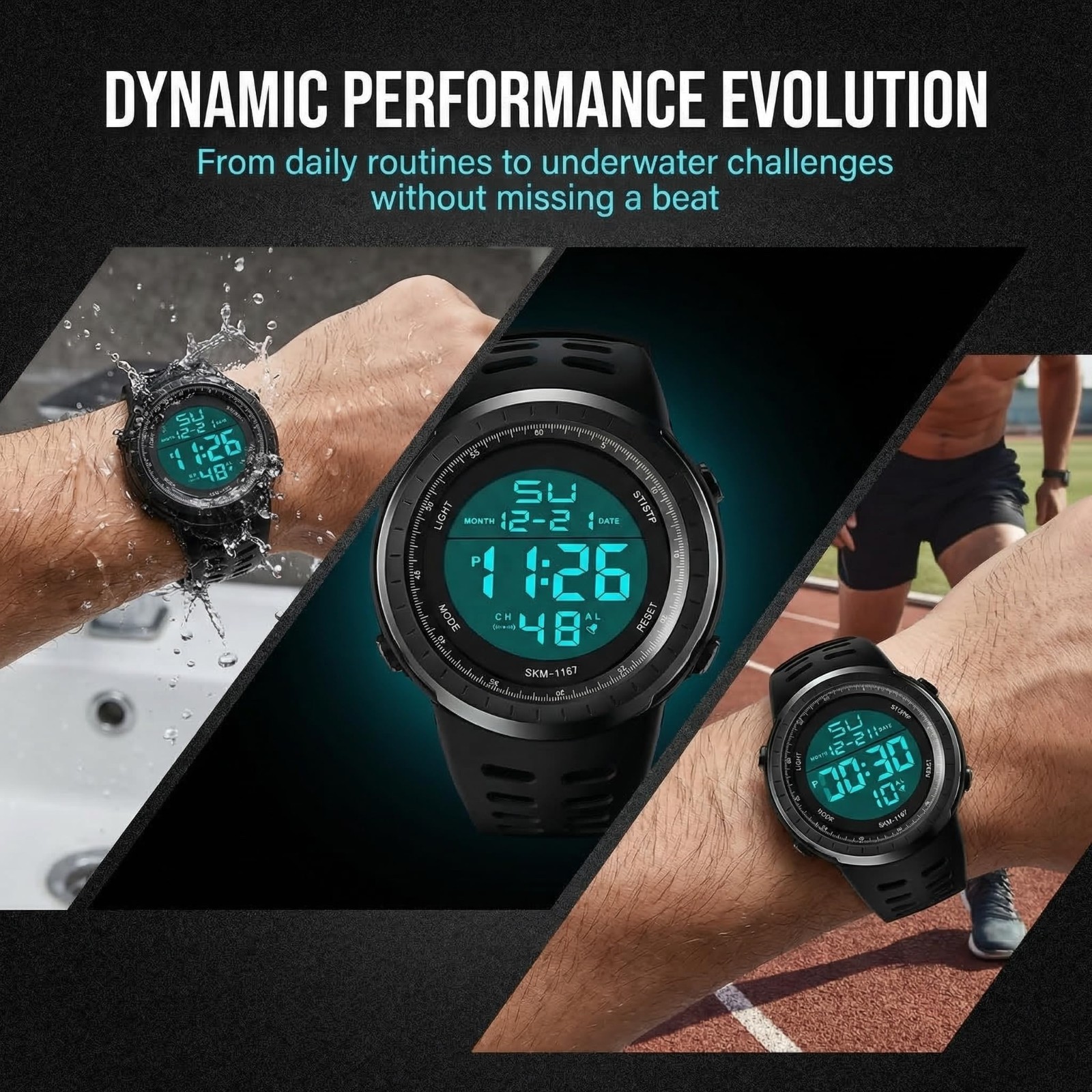 Men’s Waterproof Digital Sports Watch – LED Tactical Military Stopwatch Alarm